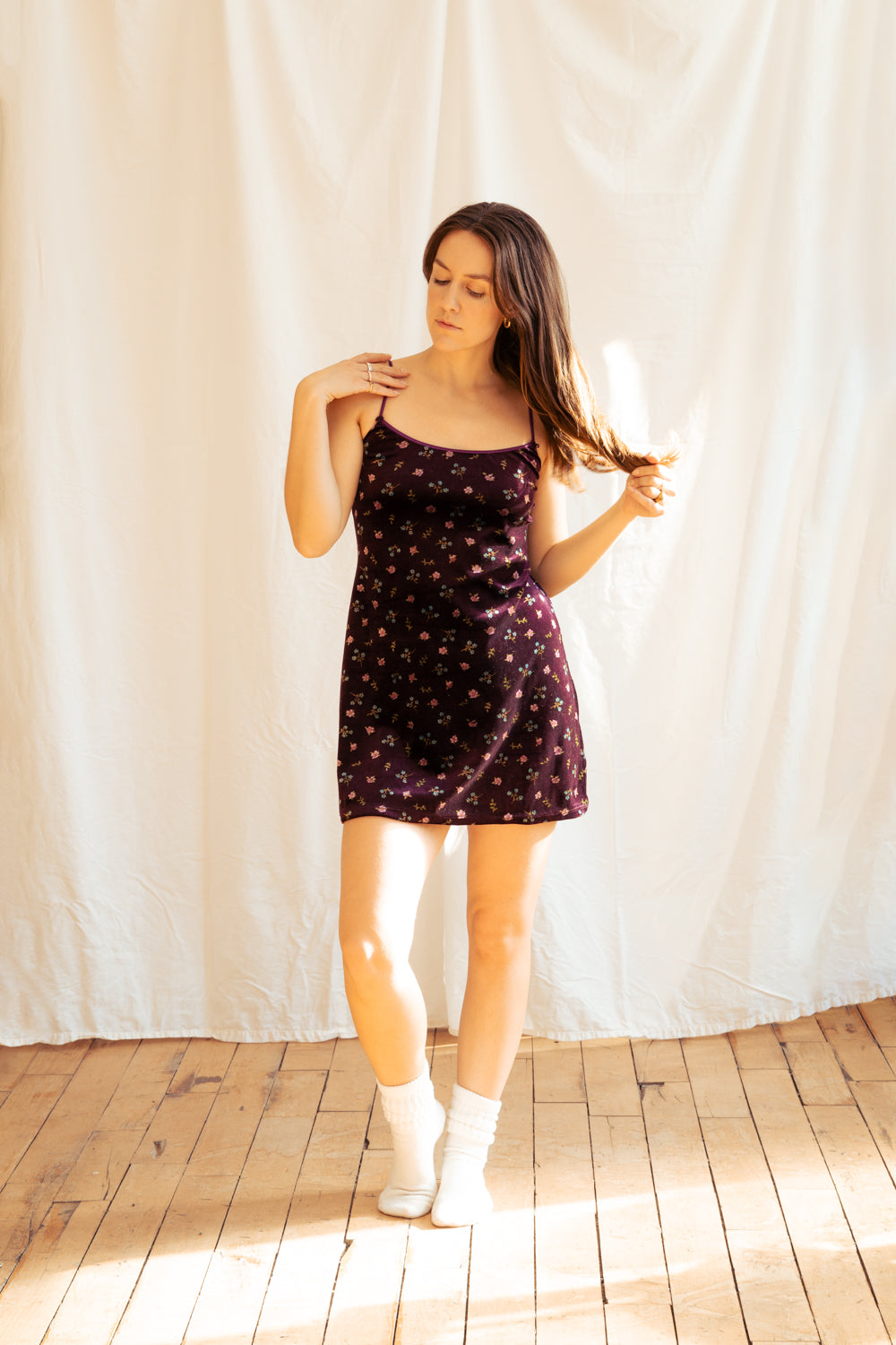 Vintage 90’s Velvet Floral Print Dress