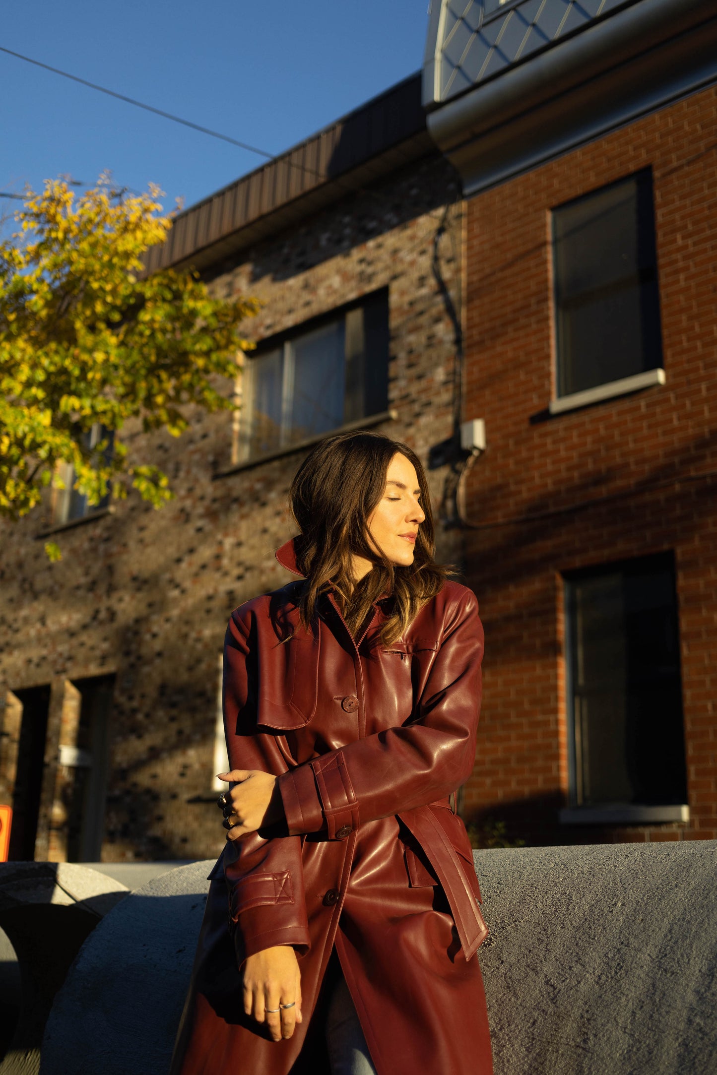Vintage 80's Red Vegan Leather Trench Coat