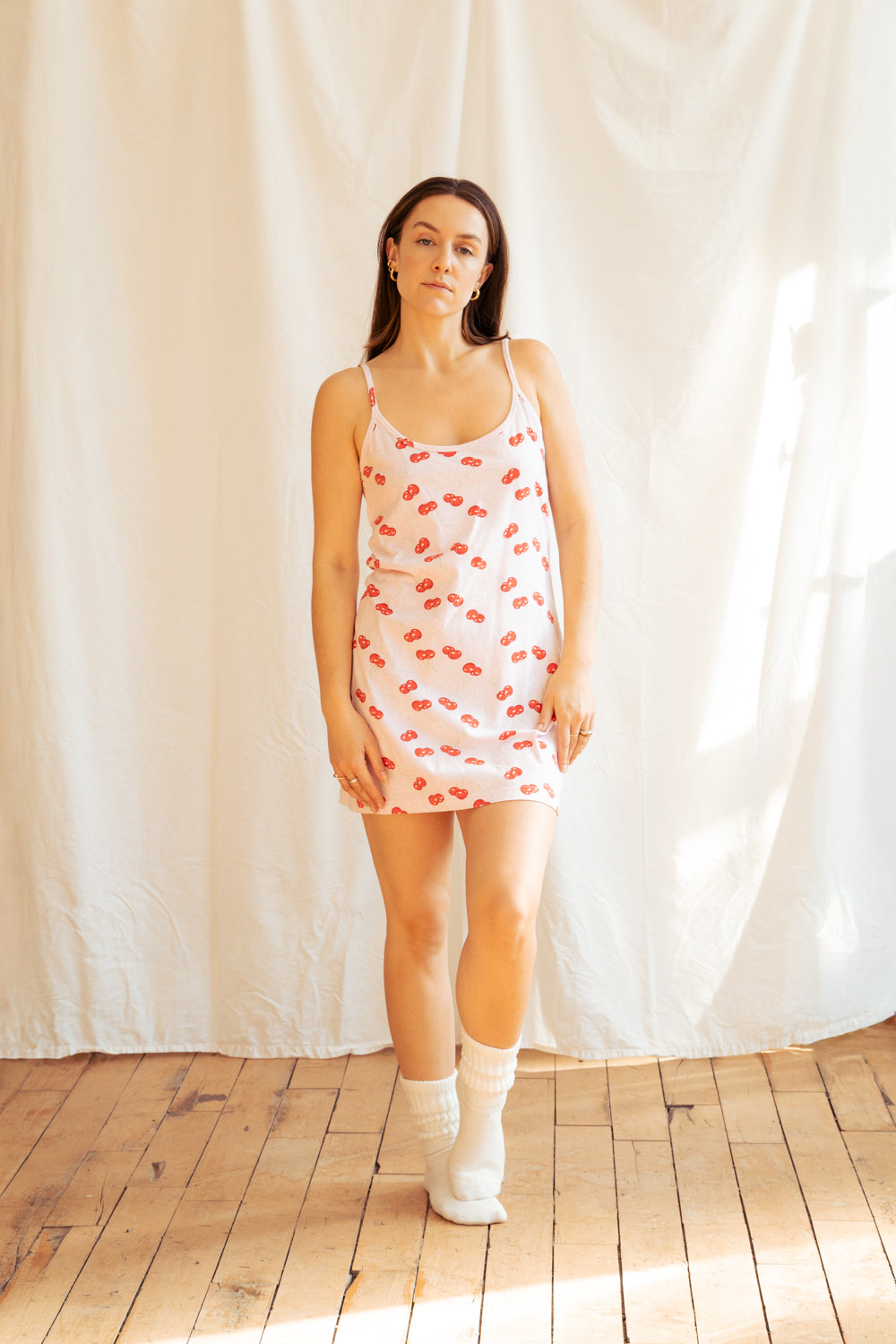 Vintage Y2K Cherry Print Slip Dress
