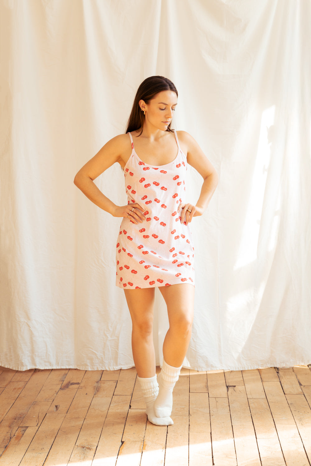 Vintage Y2K Cherry Print Slip Dress