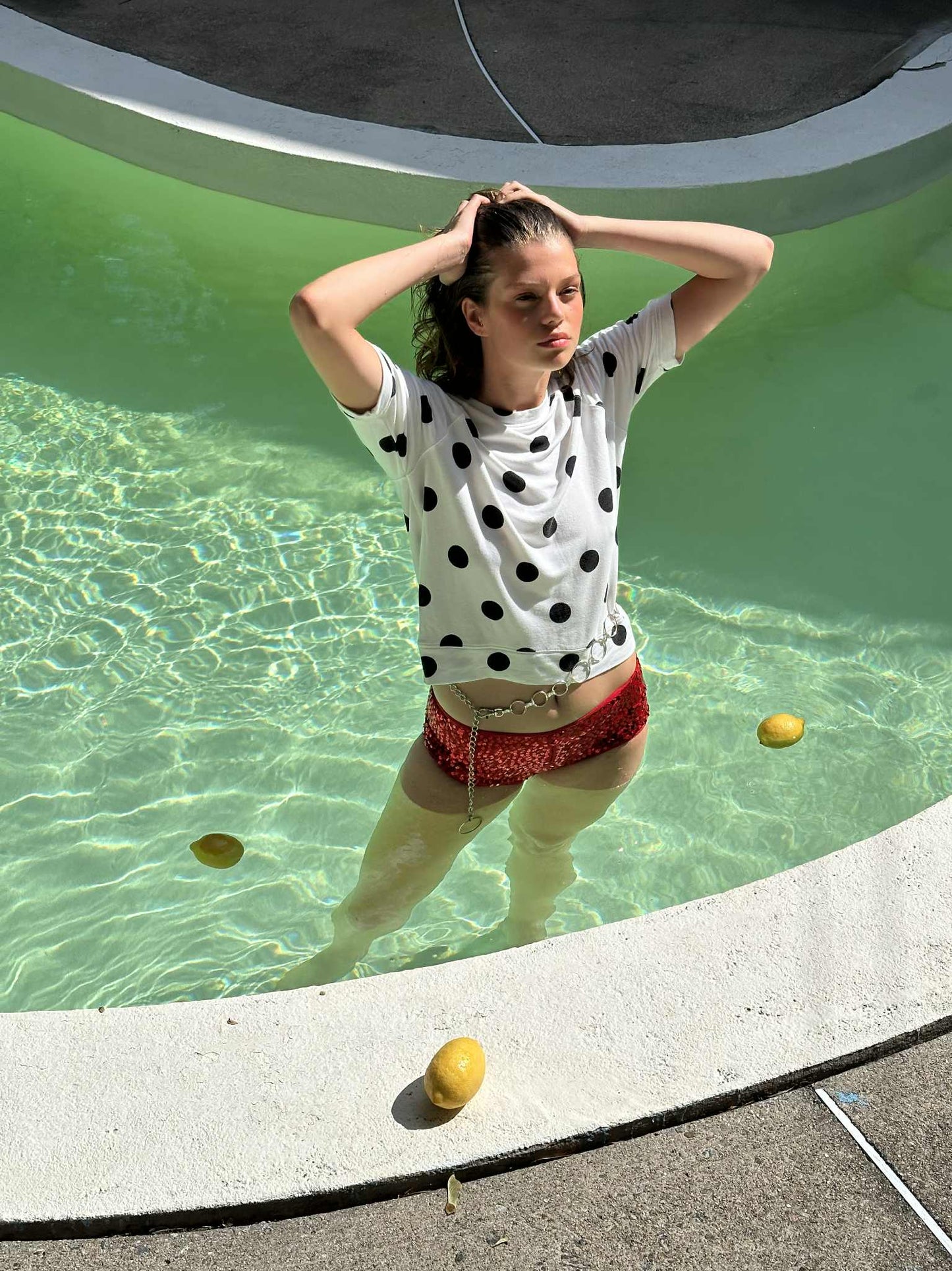 Y2K White & Black Polka Dot Top