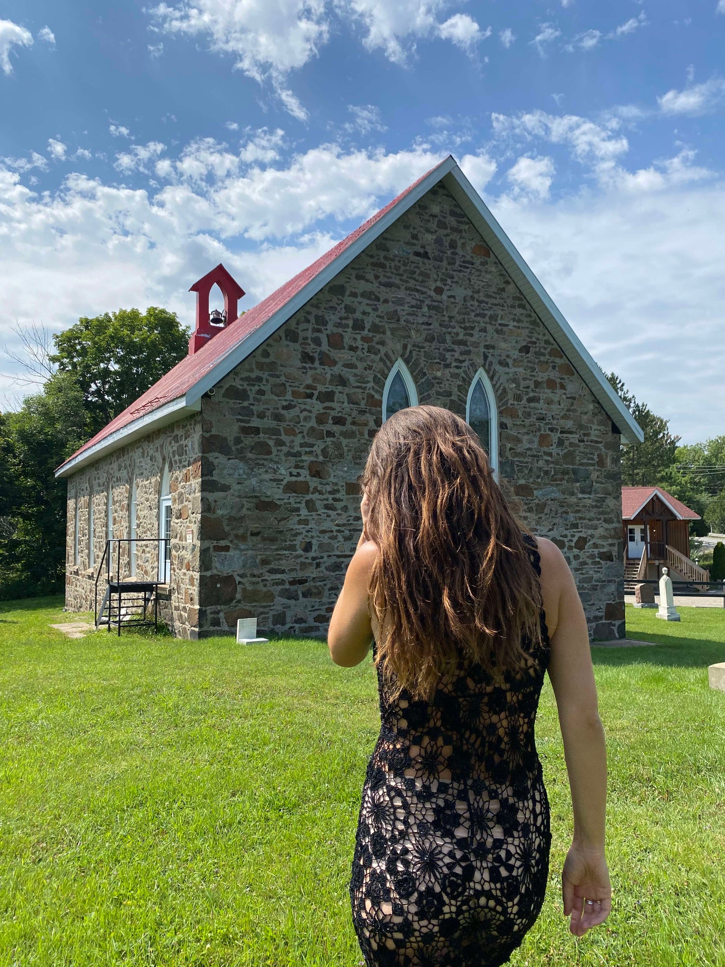 Vintage 80's crochet black dress