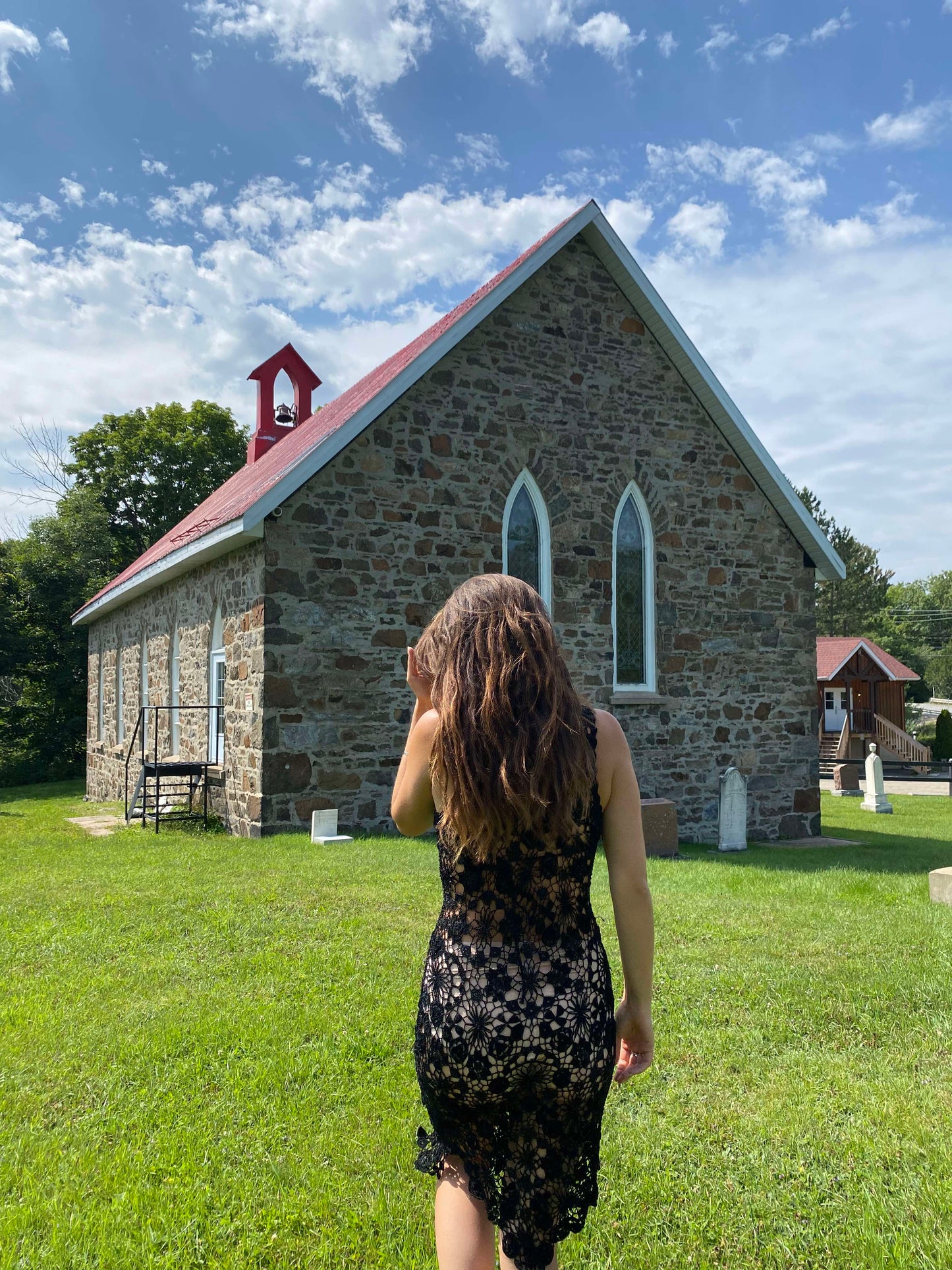 Vintage 80's crochet black dress
