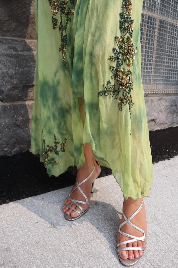 Vintage 90’s silk dress with beading and embroidery