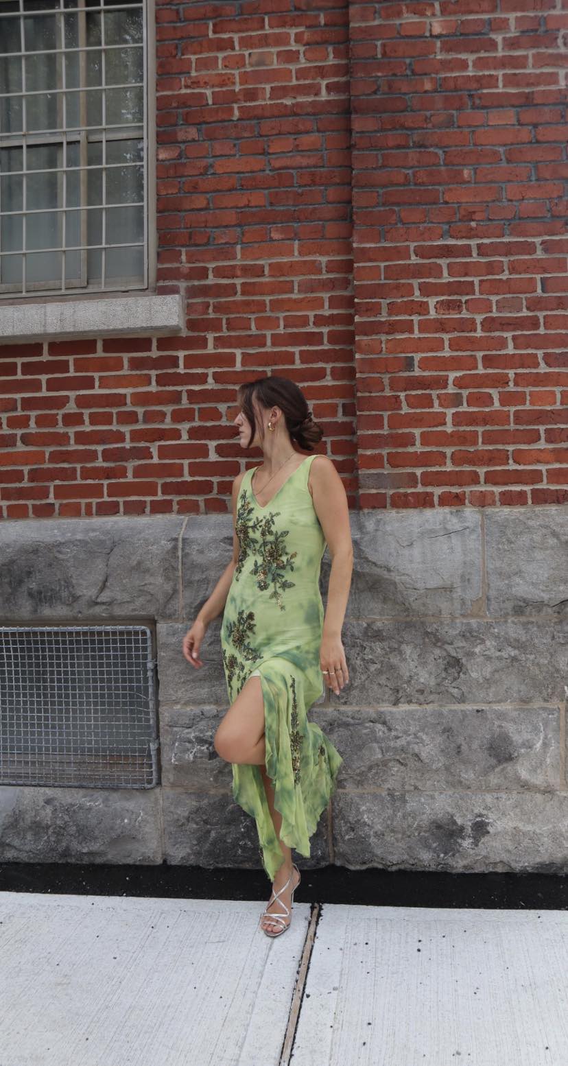 Vintage 90’s silk dress with beading and embroidery