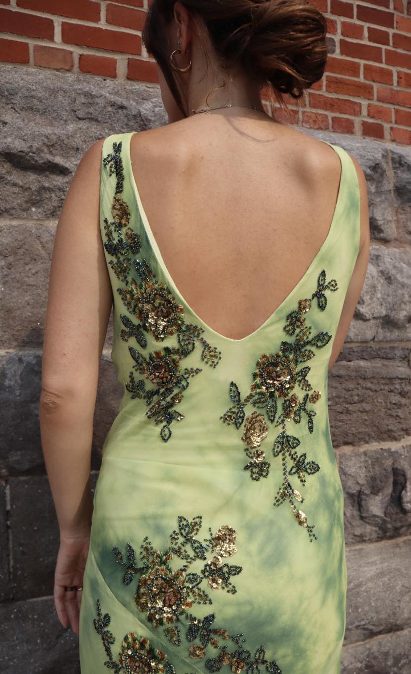 Vintage 90’s silk dress with beading and embroidery