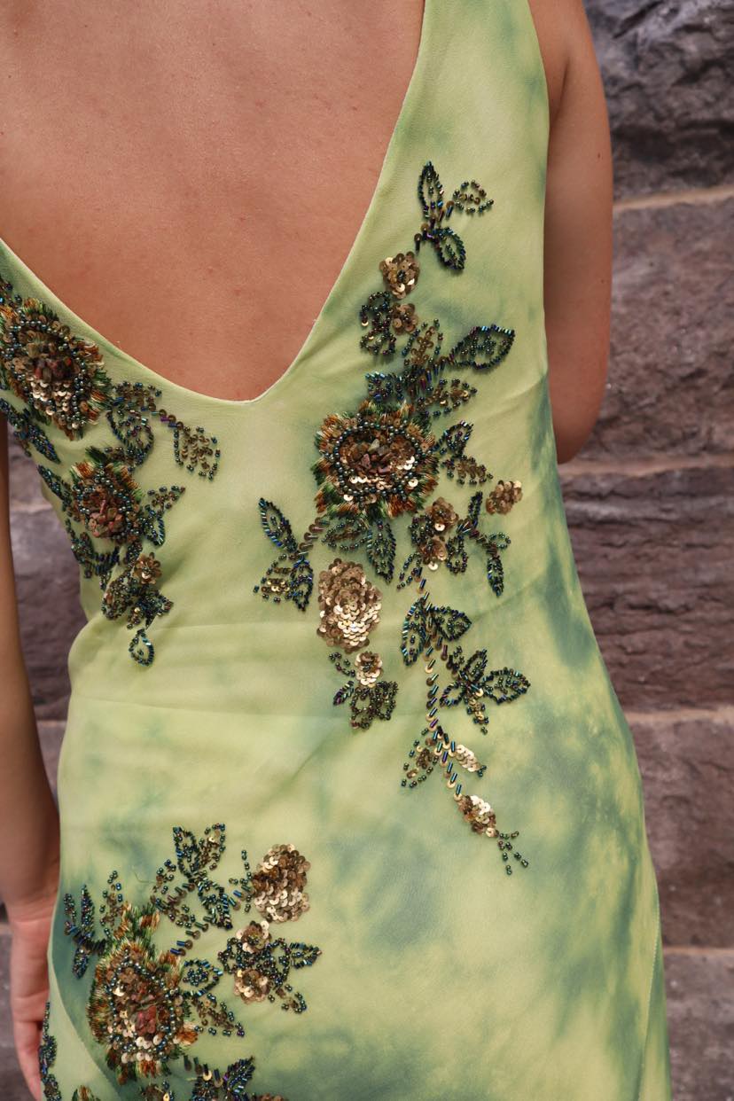 Vintage 90’s silk dress with beading and embroidery