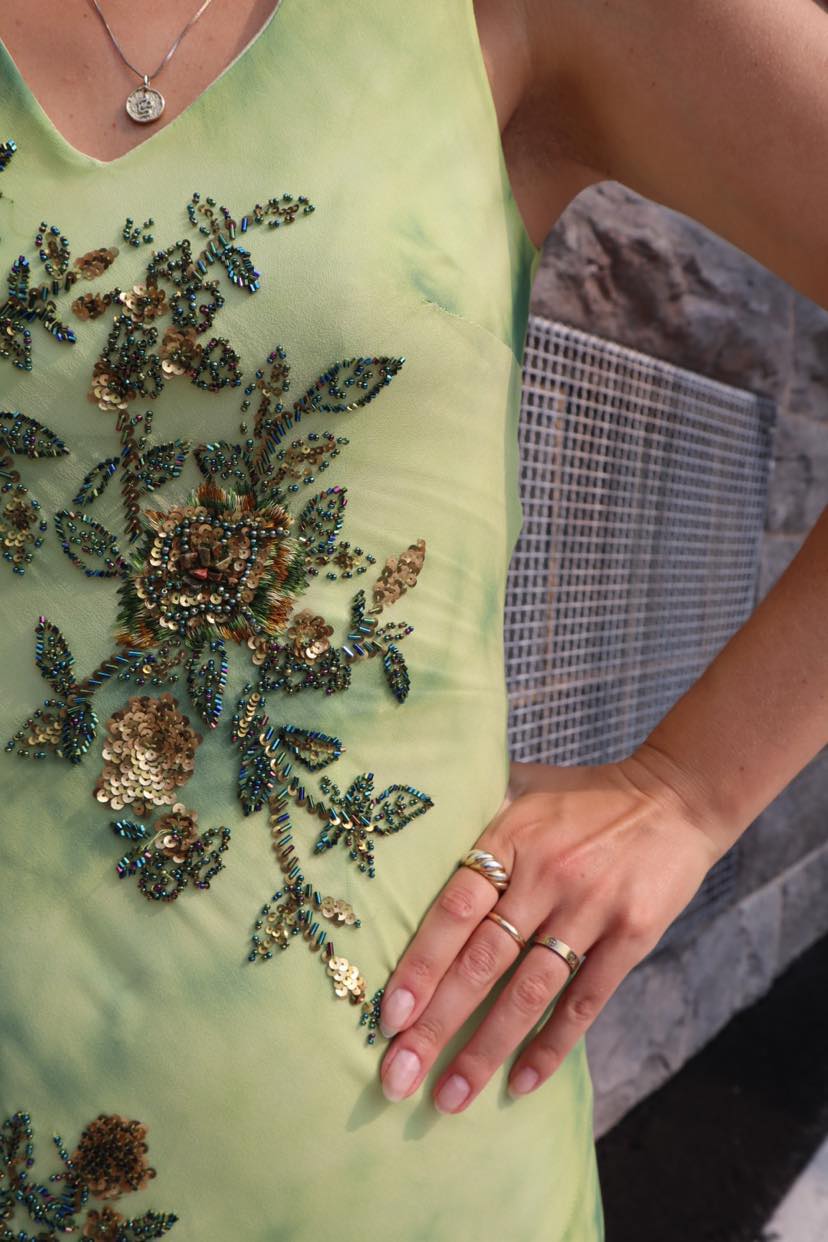 Vintage 90’s silk dress with beading and embroidery