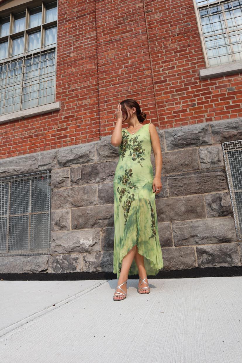 Vintage 90’s silk dress with beading and embroidery