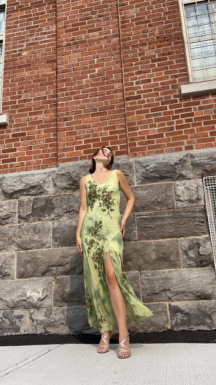 Vintage 90’s silk dress with beading and embroidery