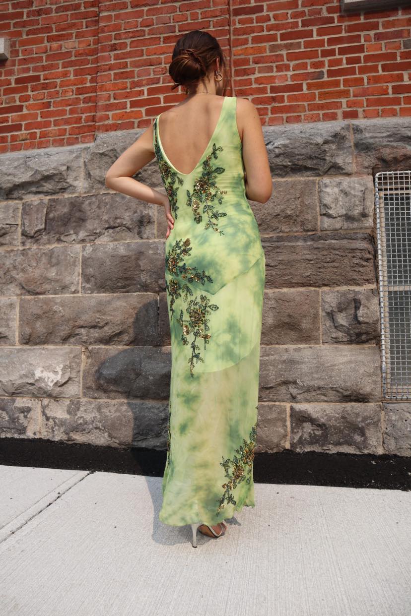 Vintage 90’s silk dress with beading and embroidery