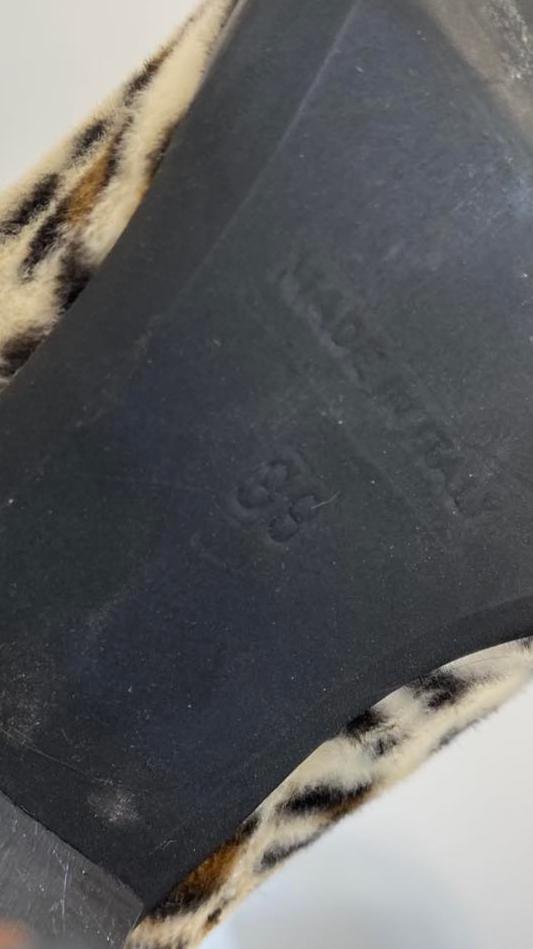 Vintage Y2K furry leopard print boots