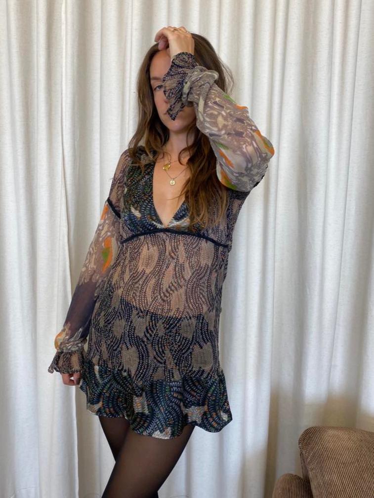 Vintage 90's boho silk dress