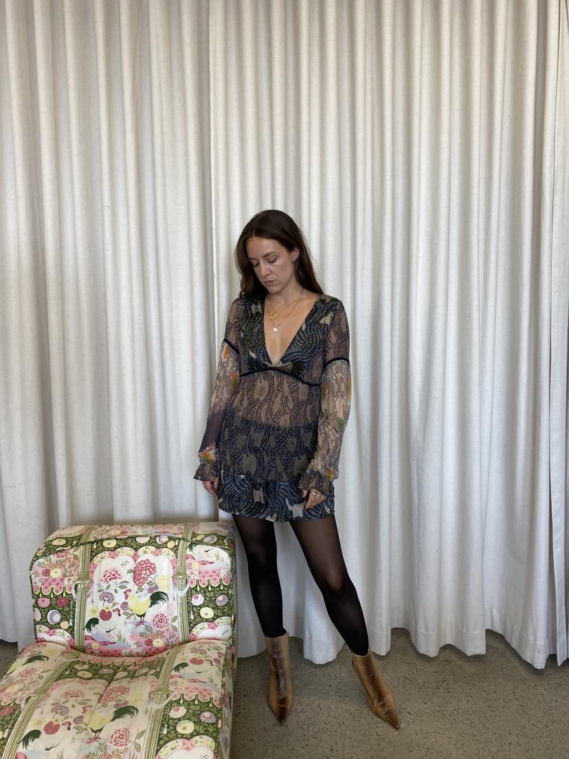 Vintage 90's boho silk dress