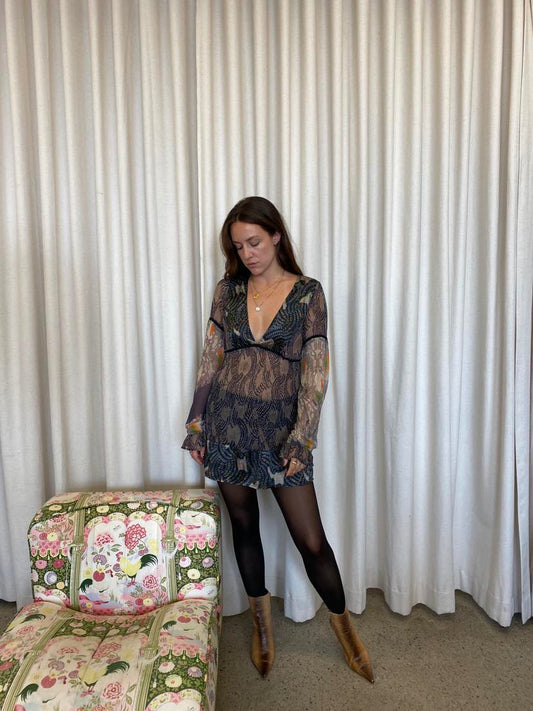 Vintage 90's boho silk dress