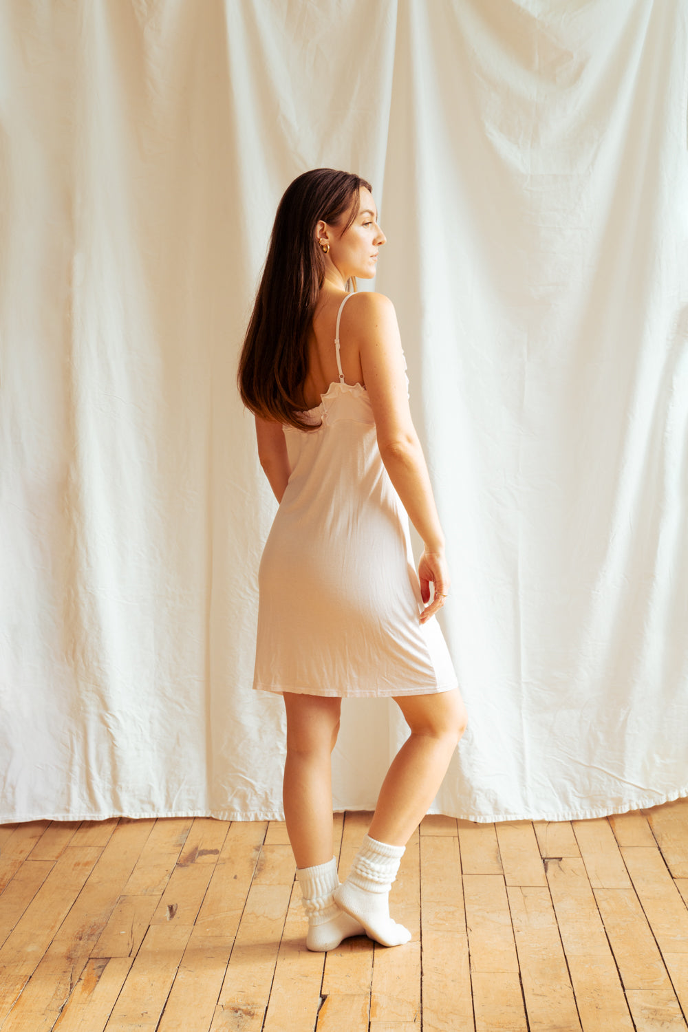 Baby Pink Ruffle Slip Dress