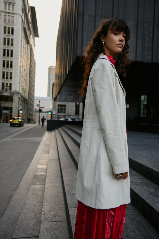 Vintage White Leather Jacket