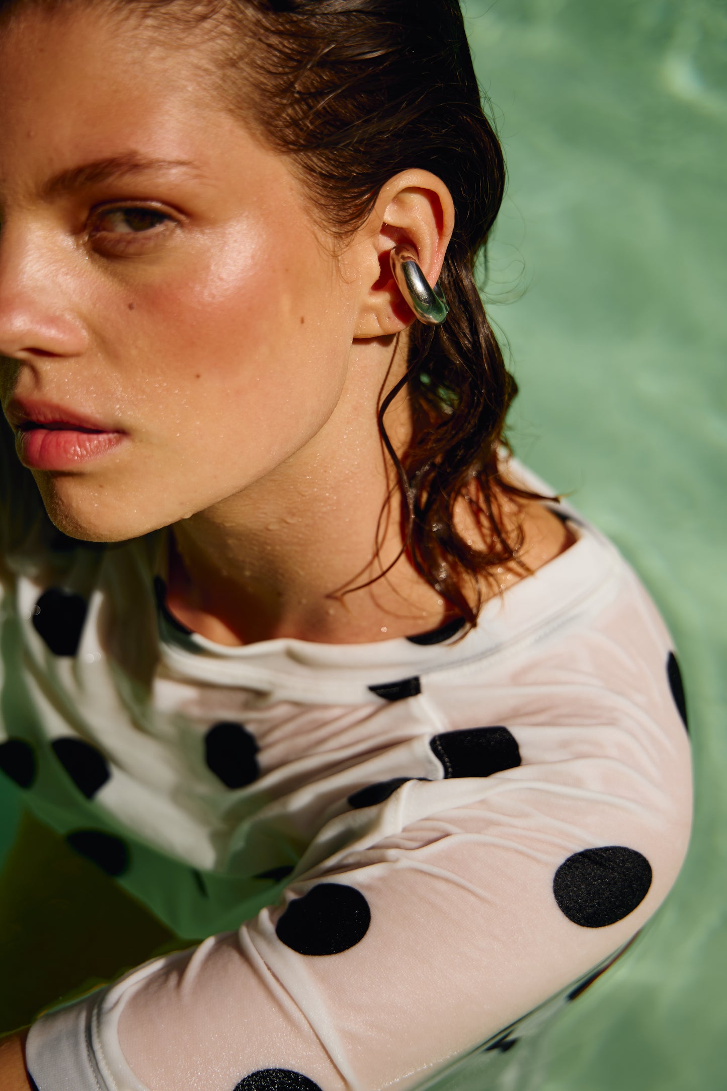 Y2K White & Black Polka Dot Top