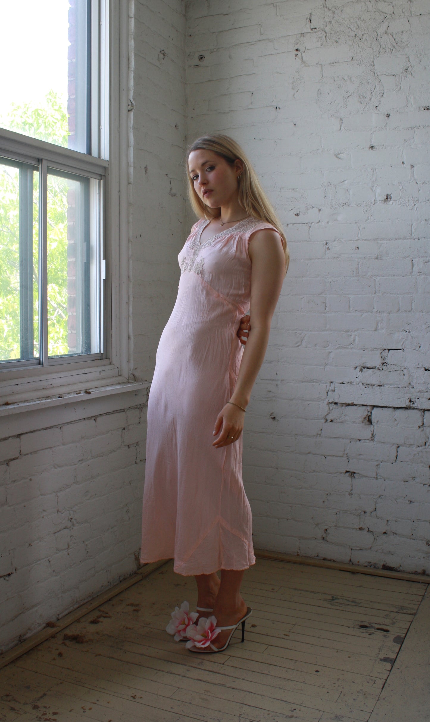 Vintage late 50’s full-length silk maxi dress