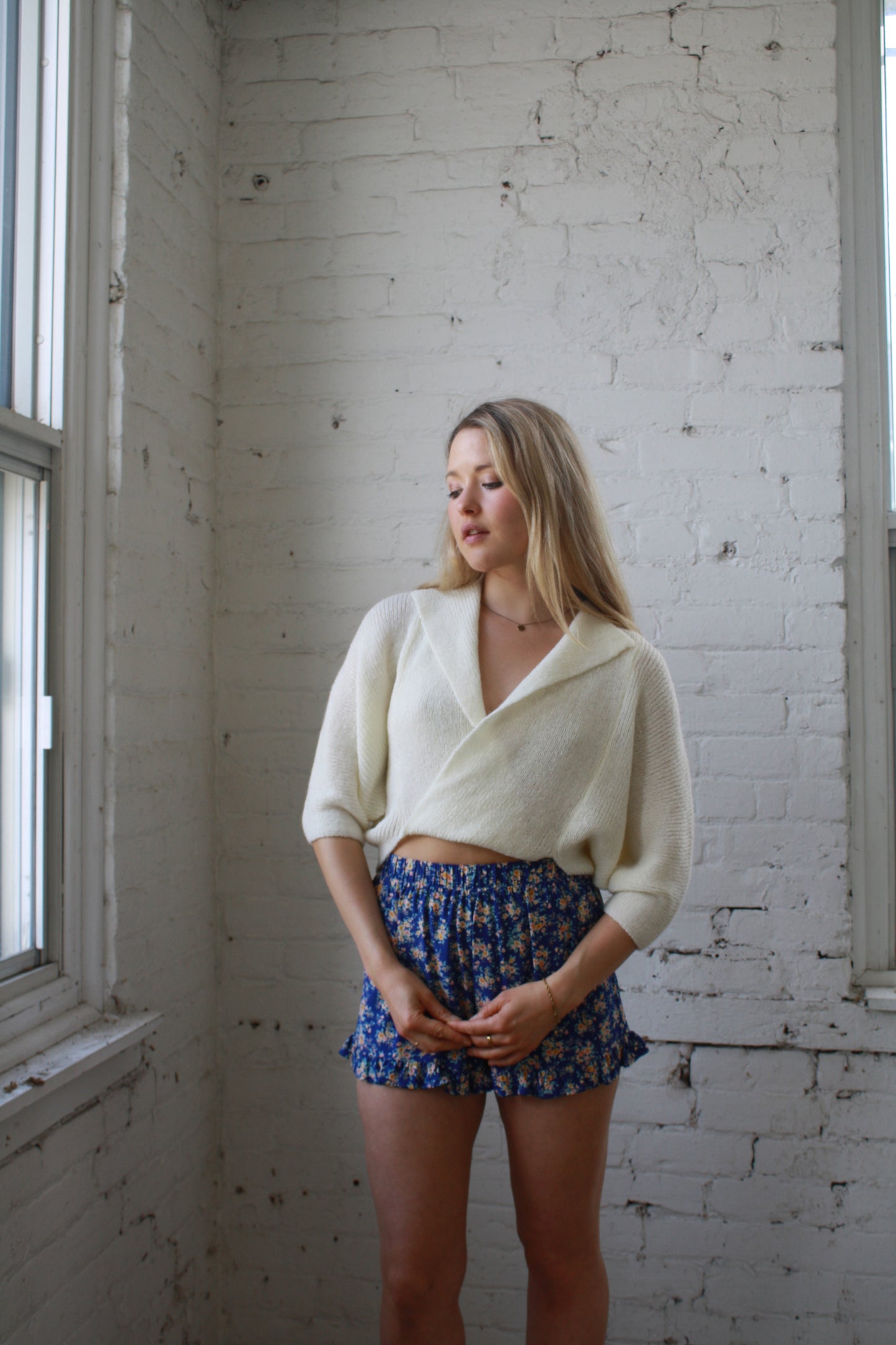 Floral printed shorts with a frilly hemline