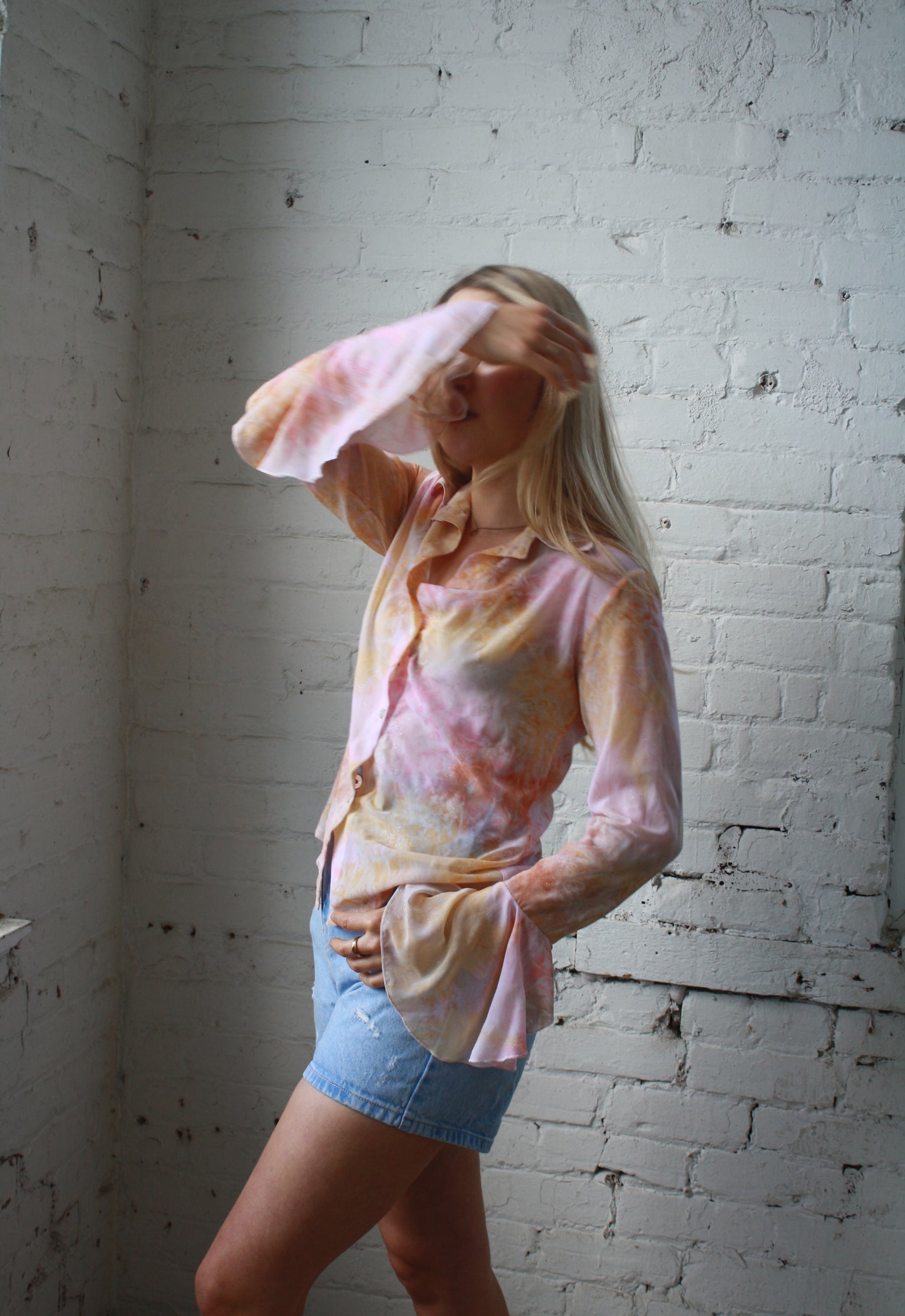 Vintage Y2K pastel boho long sleeve witchy blouse