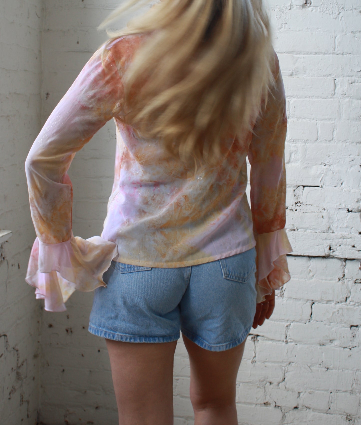 Vintage Y2K pastel boho long sleeve witchy blouse