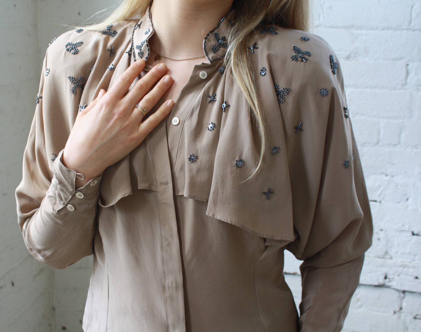 Vintage 80's silk beaded blouse