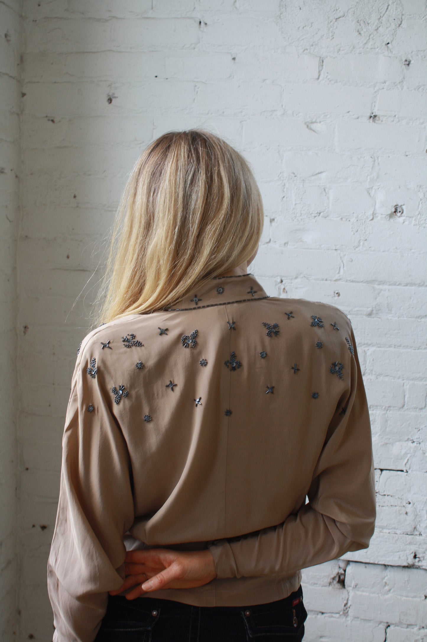 Vintage 80's silk beaded blouse