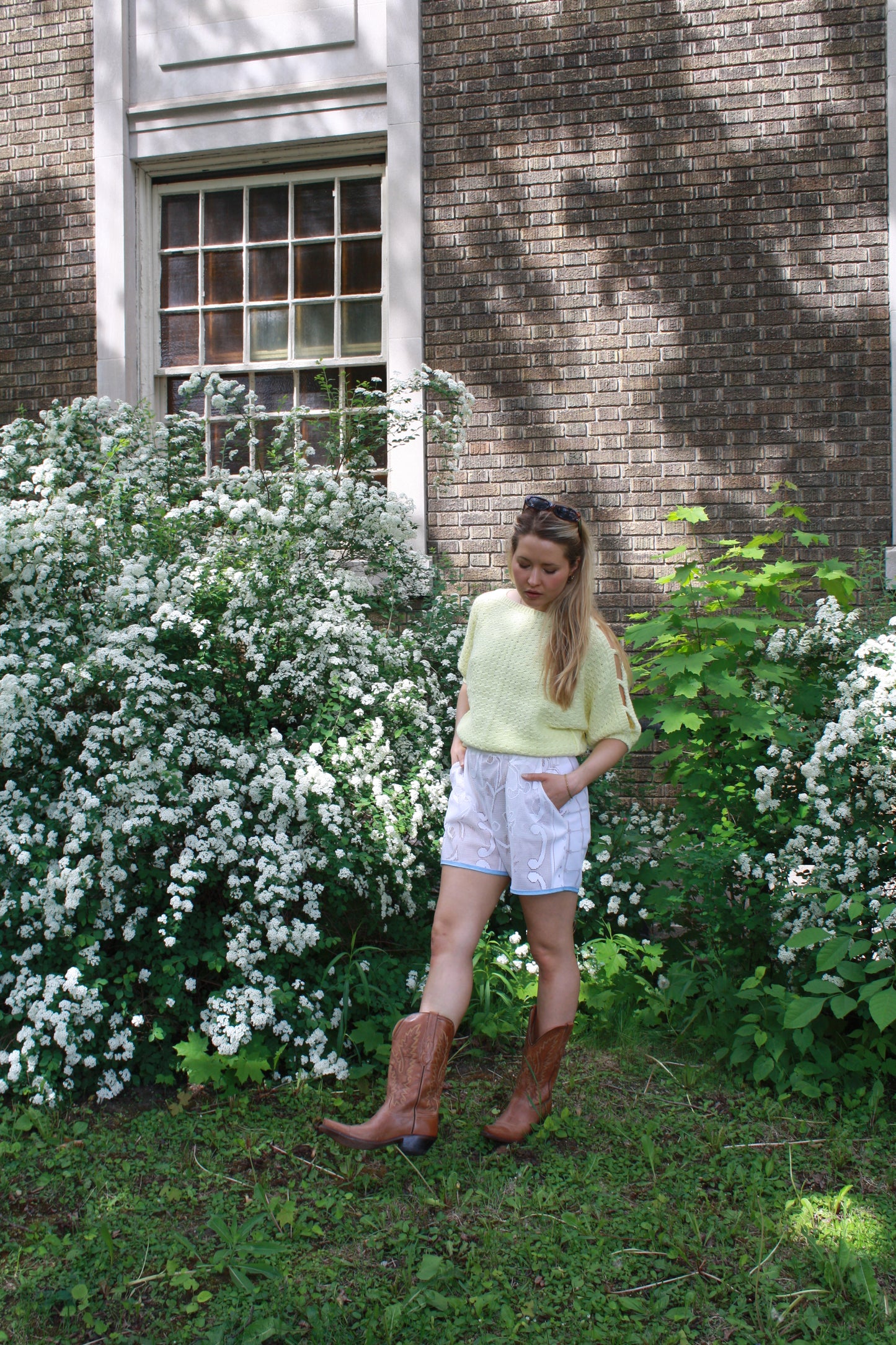Up-cycled handmade lace shorts