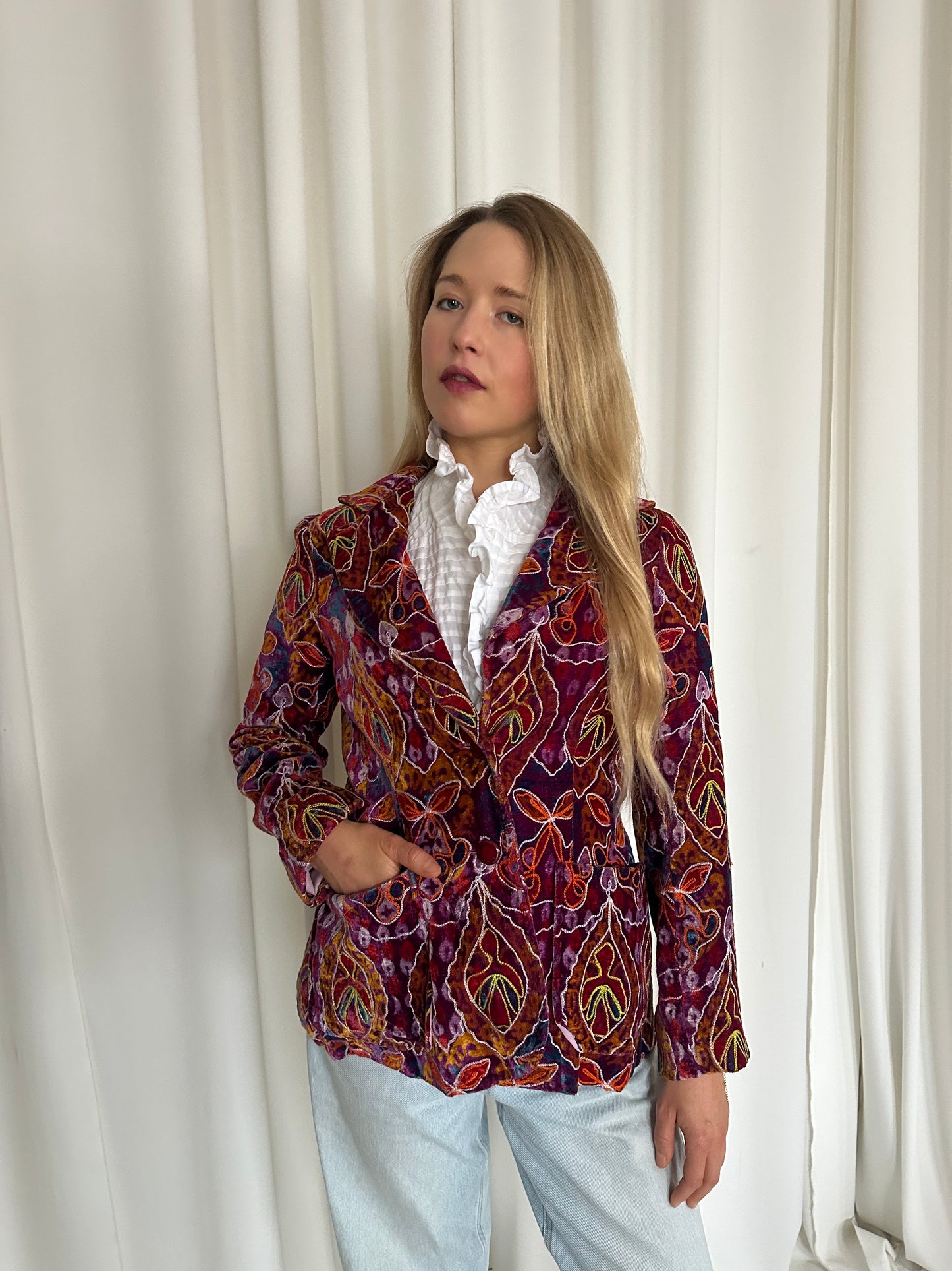 Vintage One-of-One Velvet Embroidered Blazer