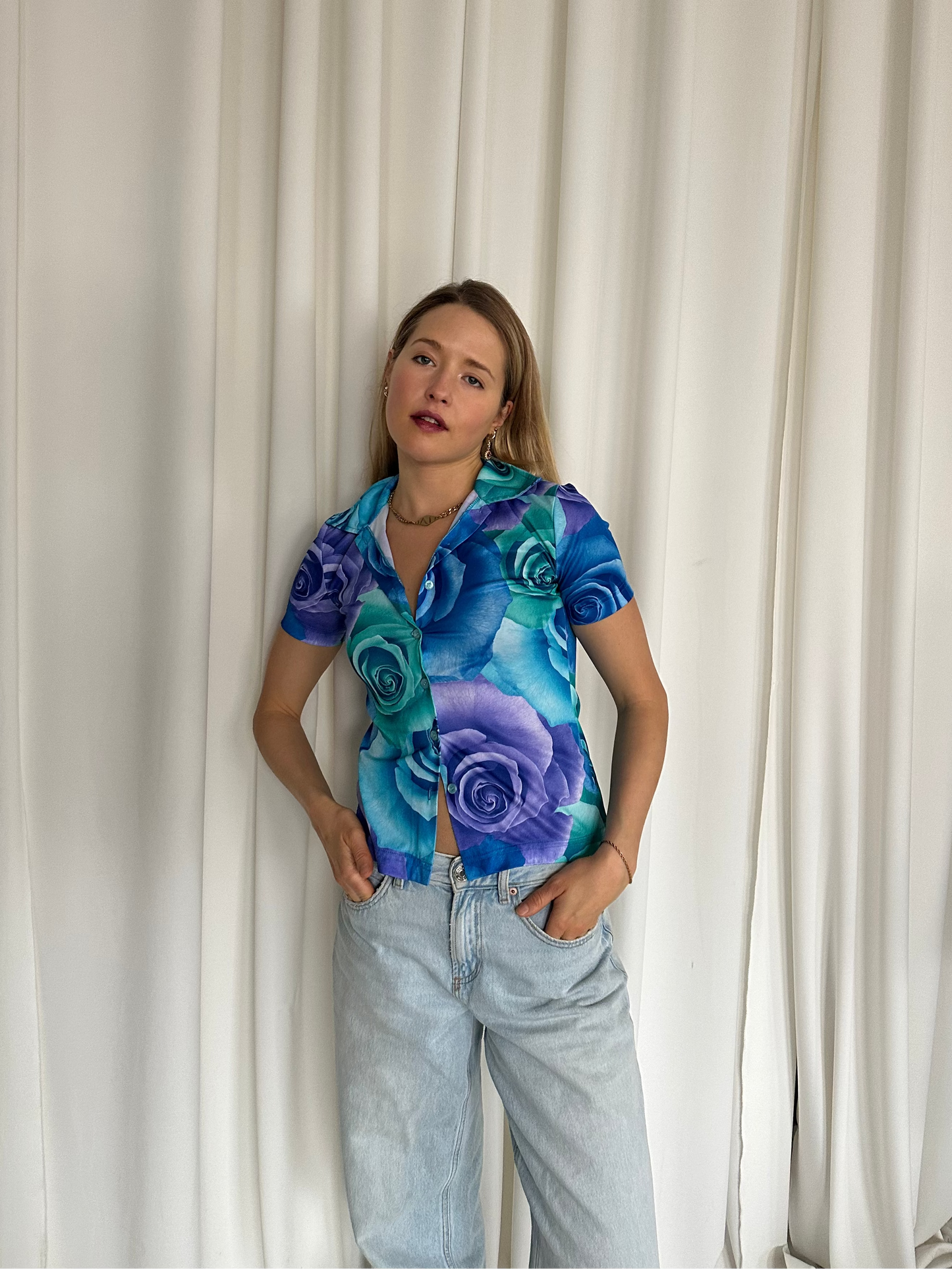 Vintage Y2K Digital Print Shirt