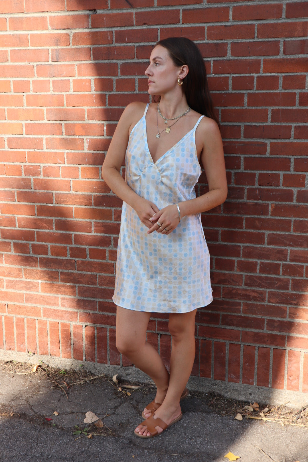 Vintage Y2K polka dot slip dress
