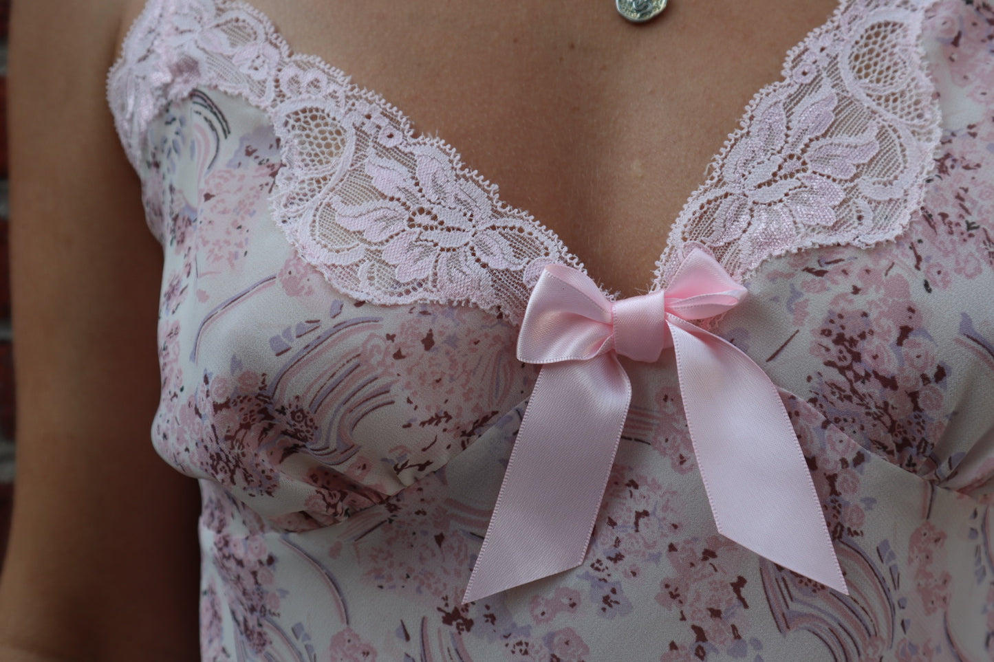 Vintage pink printed slip dress