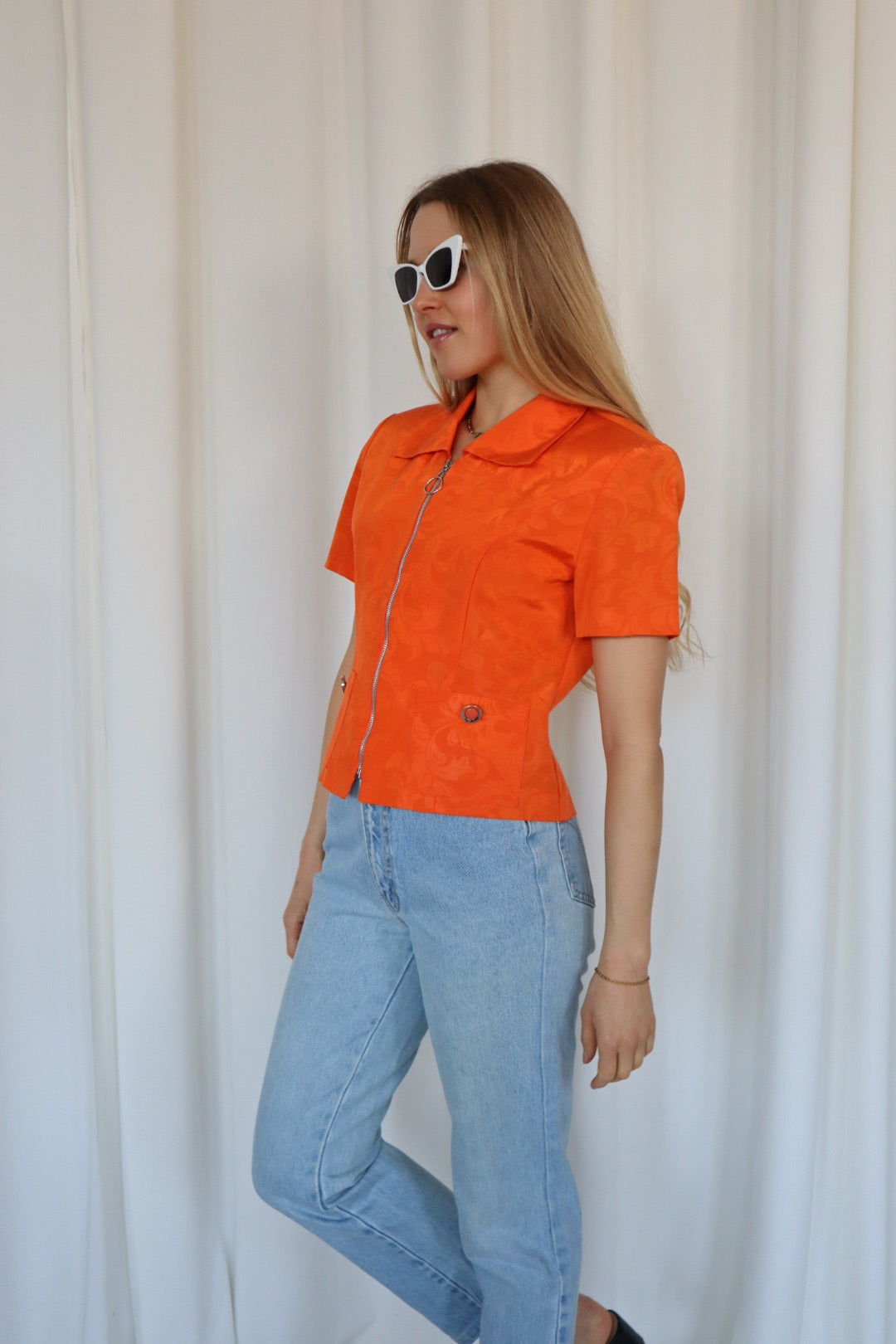 Vintage 80s Tailored Orange Top