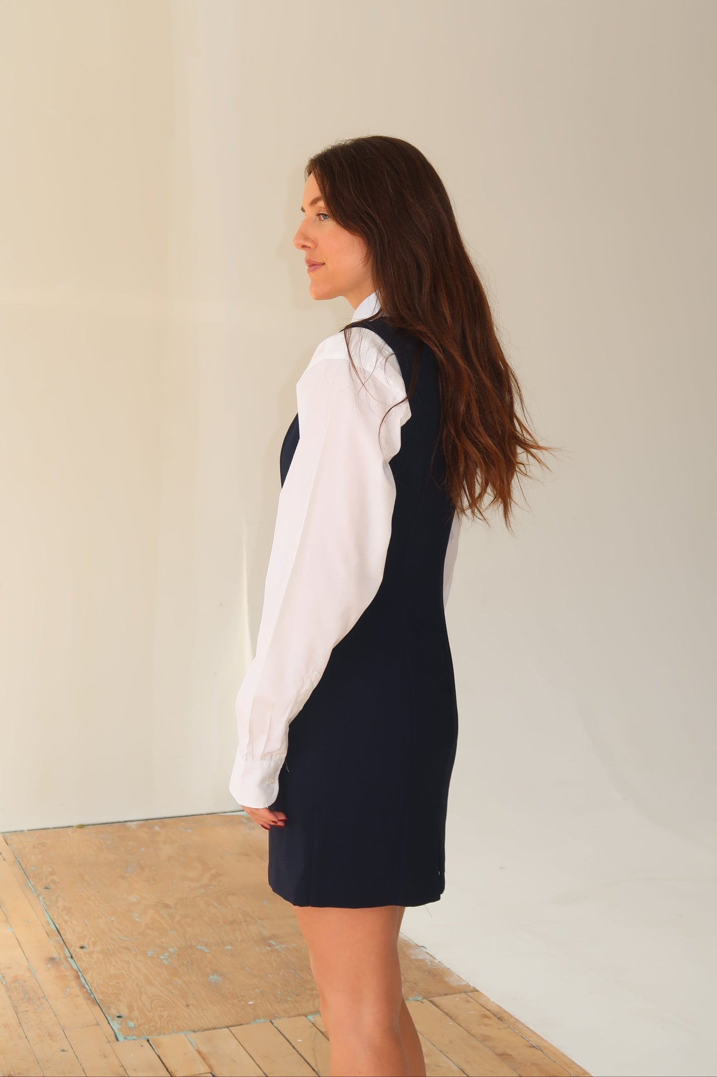 Vintage Navy Blue Shift Dress with Tailored Jacket