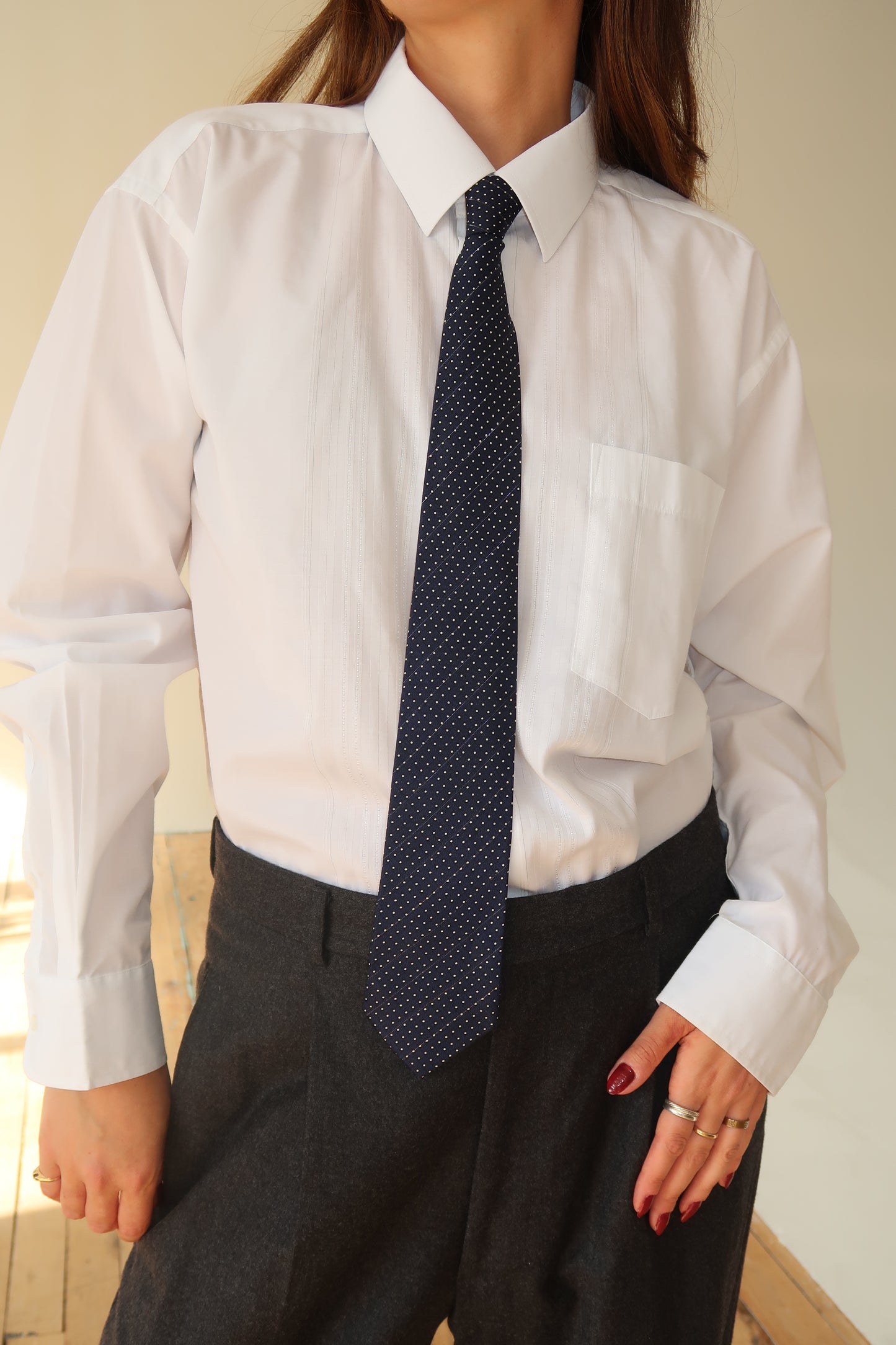 Vintage Navy Blue Polka Dot Tie