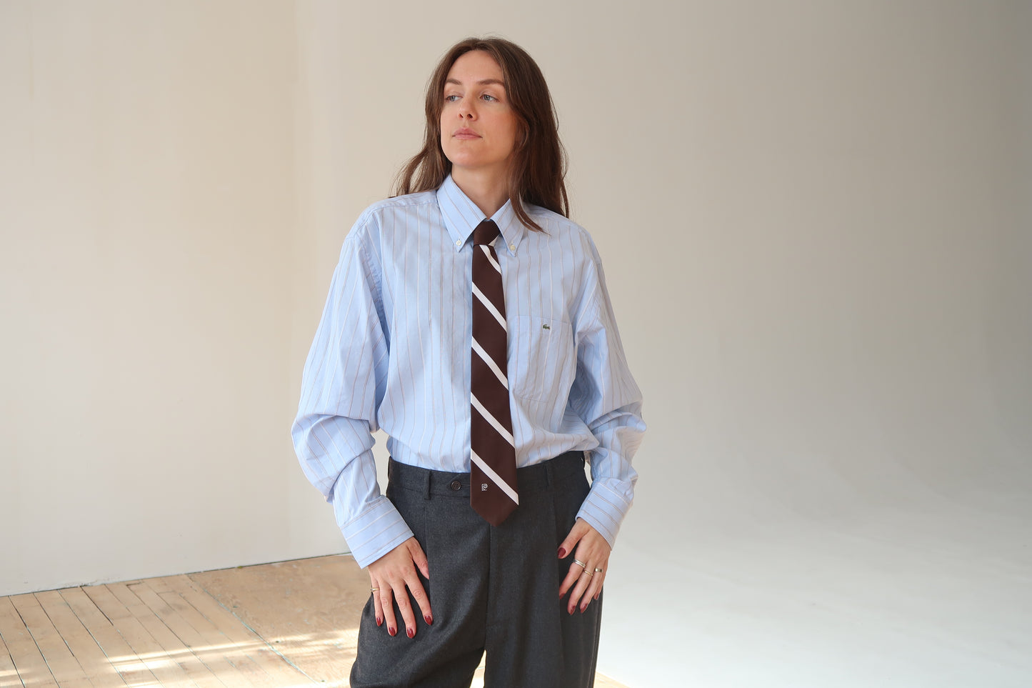 Vintage 90s Blue Striped Cotton Shirt by Lacoste