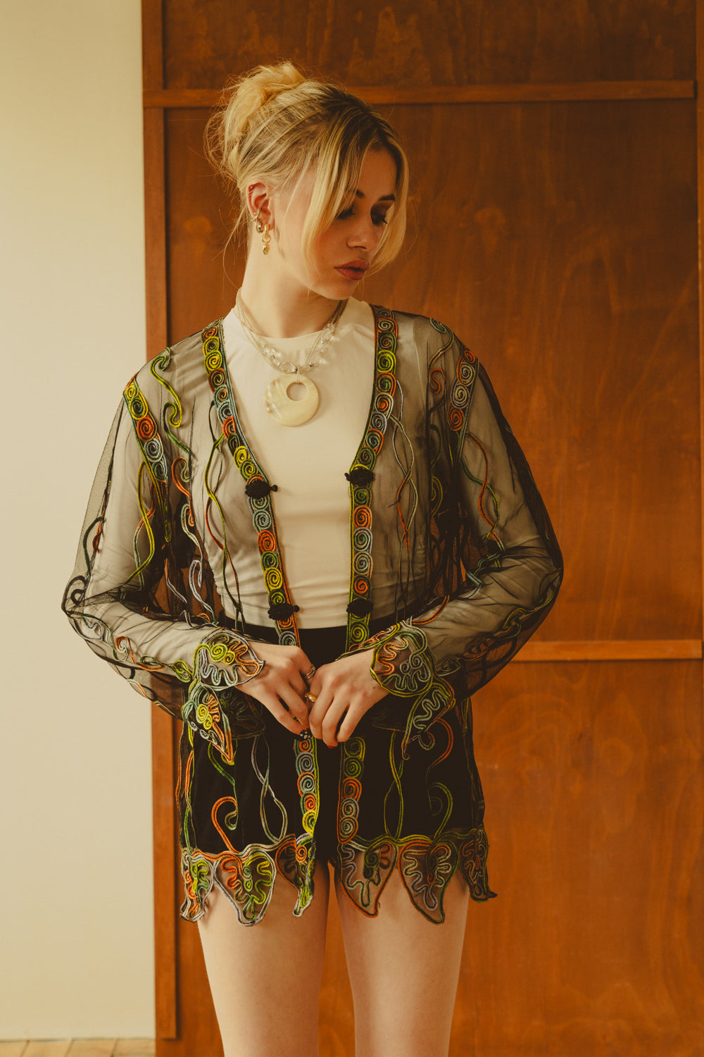 Vintage Sheer Embroidered Cardigan