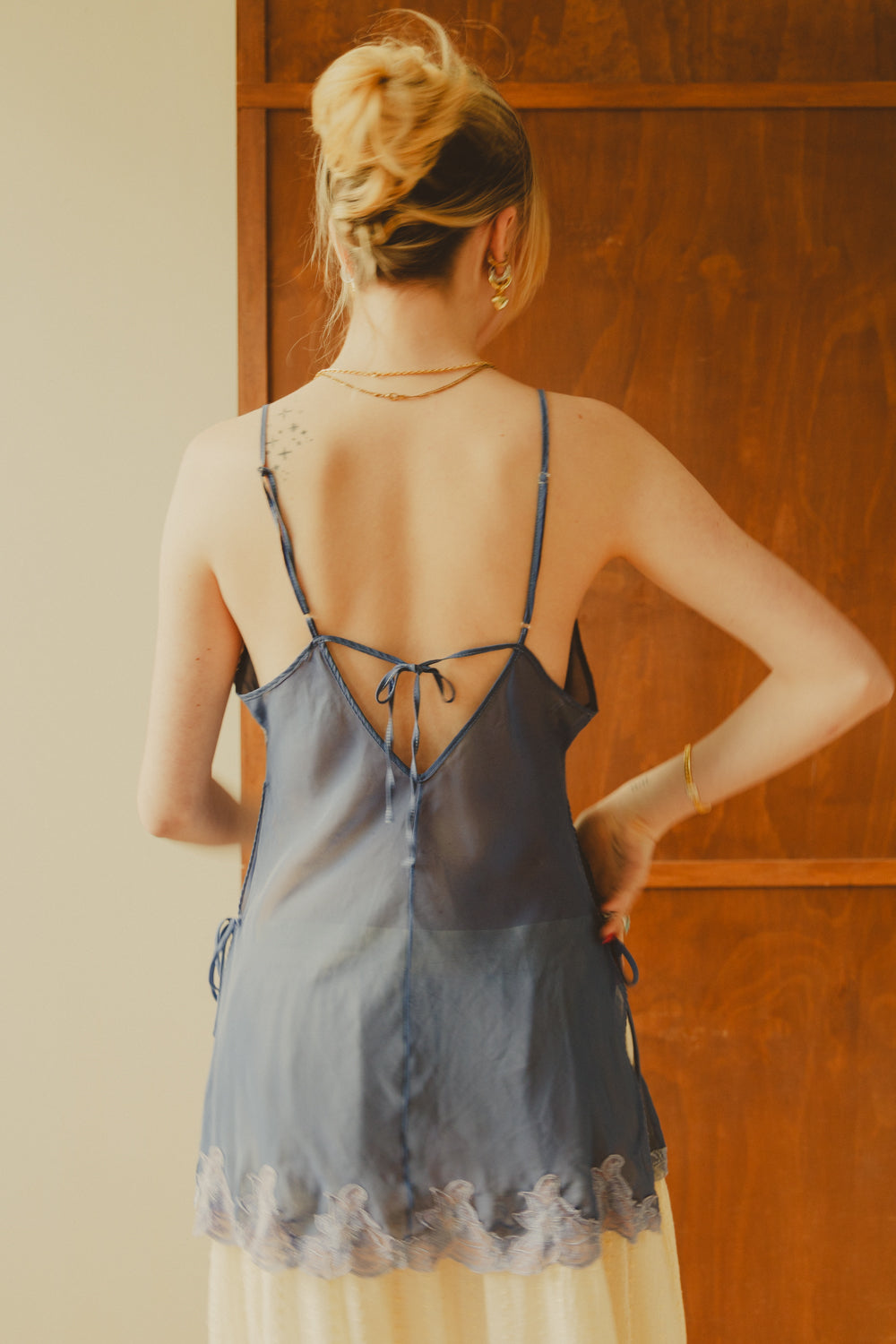 Vintage Blue Sheer Lace Babydoll