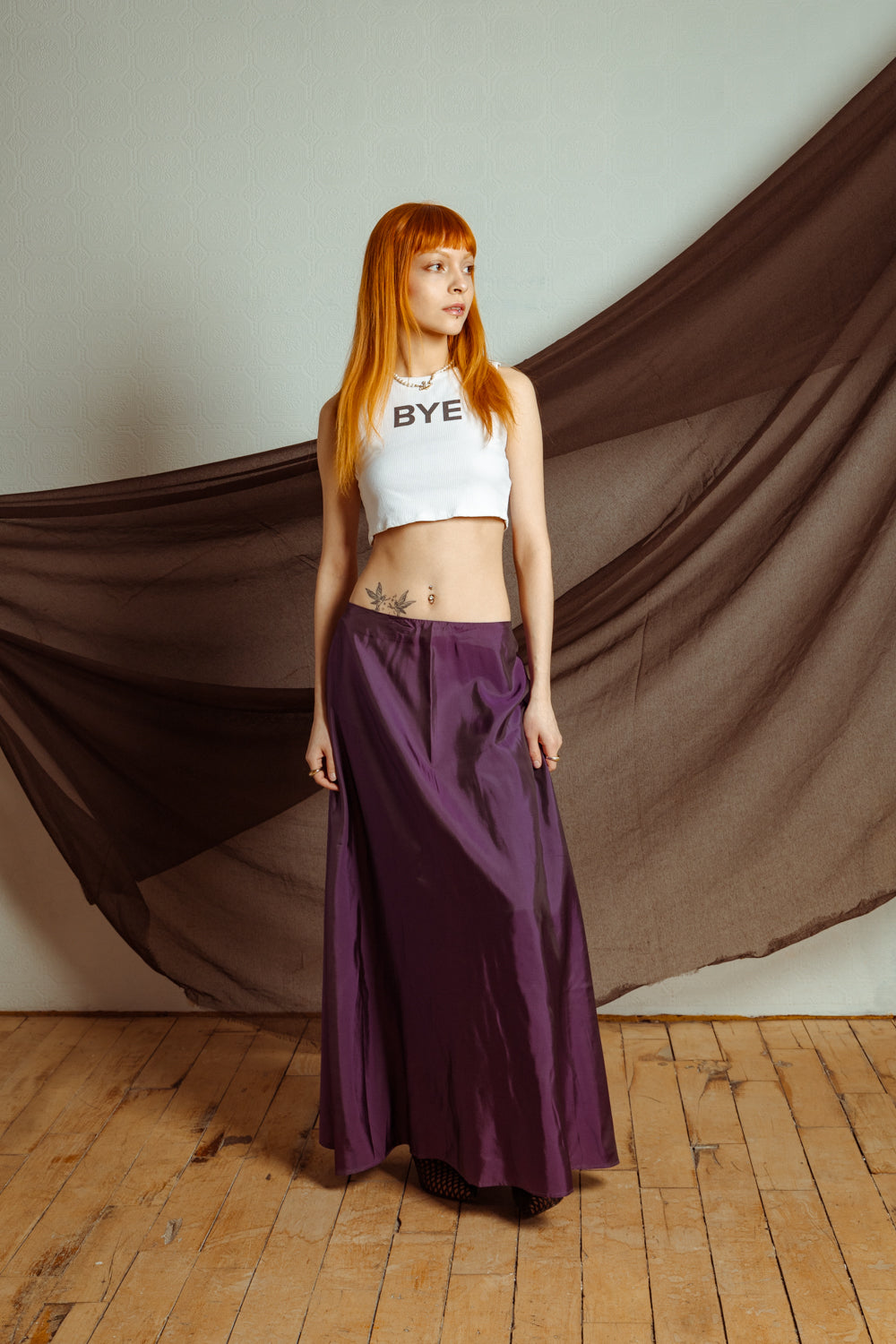 Vintage Y2K Purple Maxi Skirt with Flared Silhouette