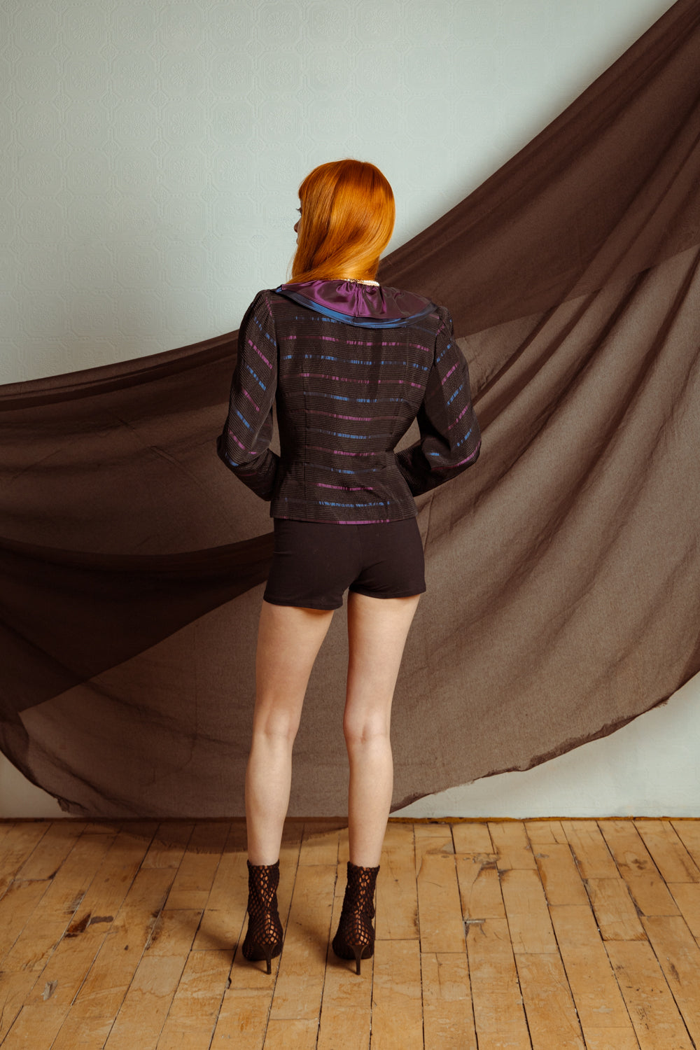 Vintage 80s Formal Blazer with Ruffle Neckline