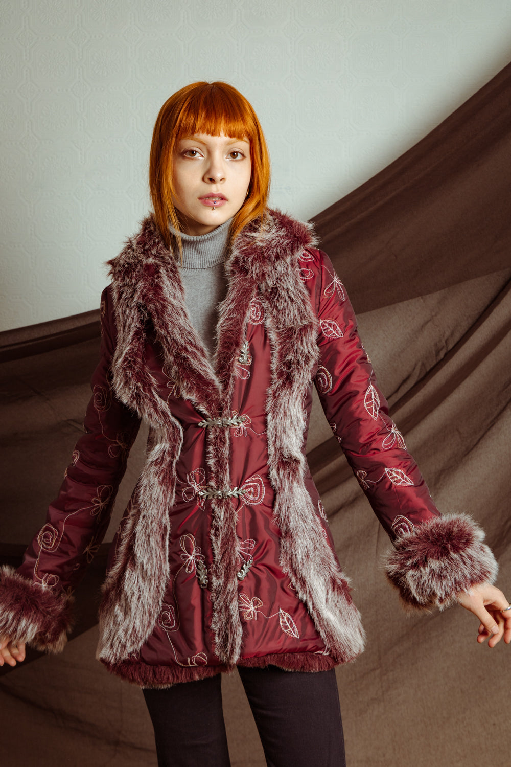 Cherry Red Faux Fur Y2K Winter Jacket – Bratz Doll Style