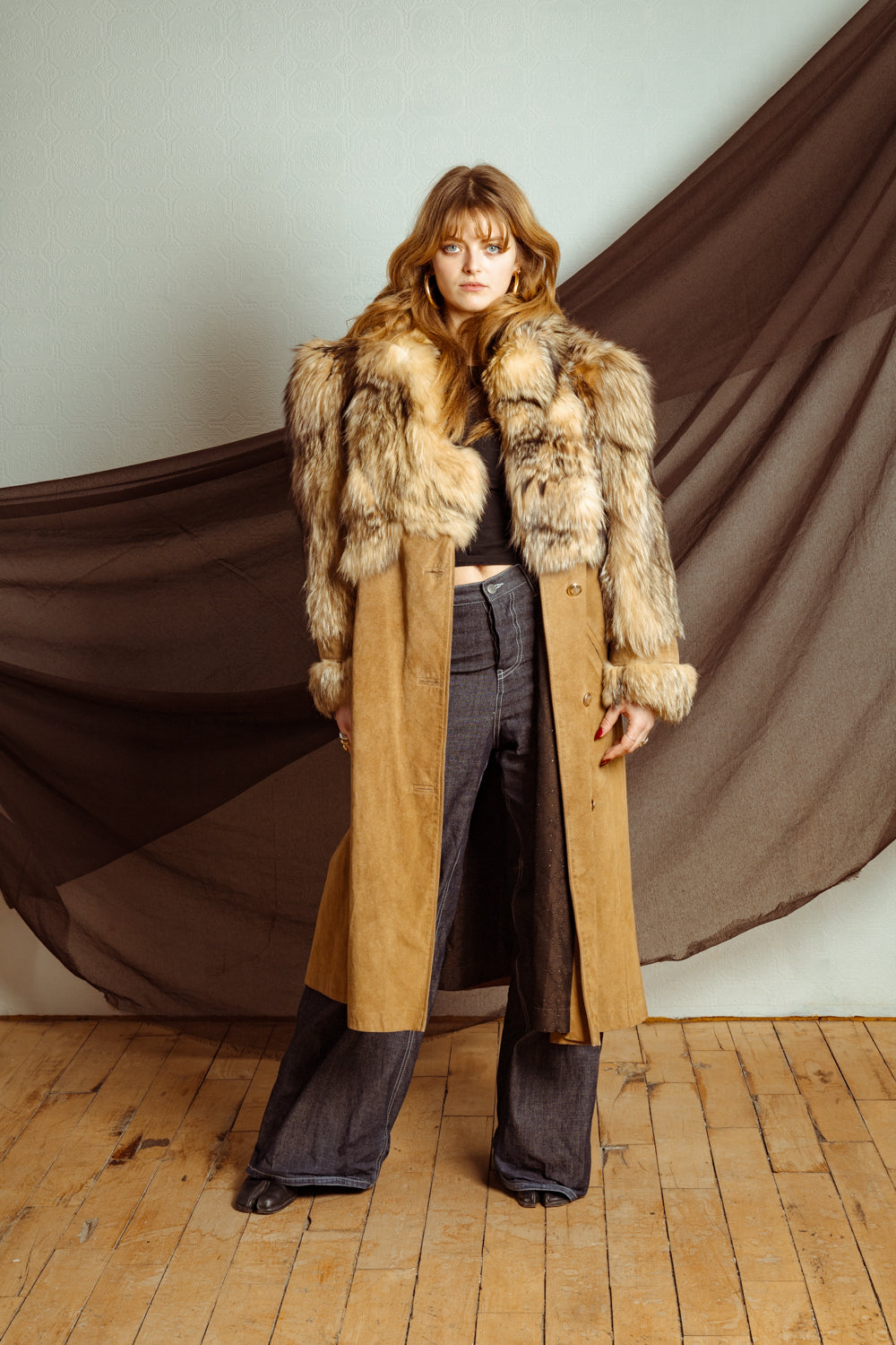 Vintage 80’s Luxe Fox Fur and Suede Coat