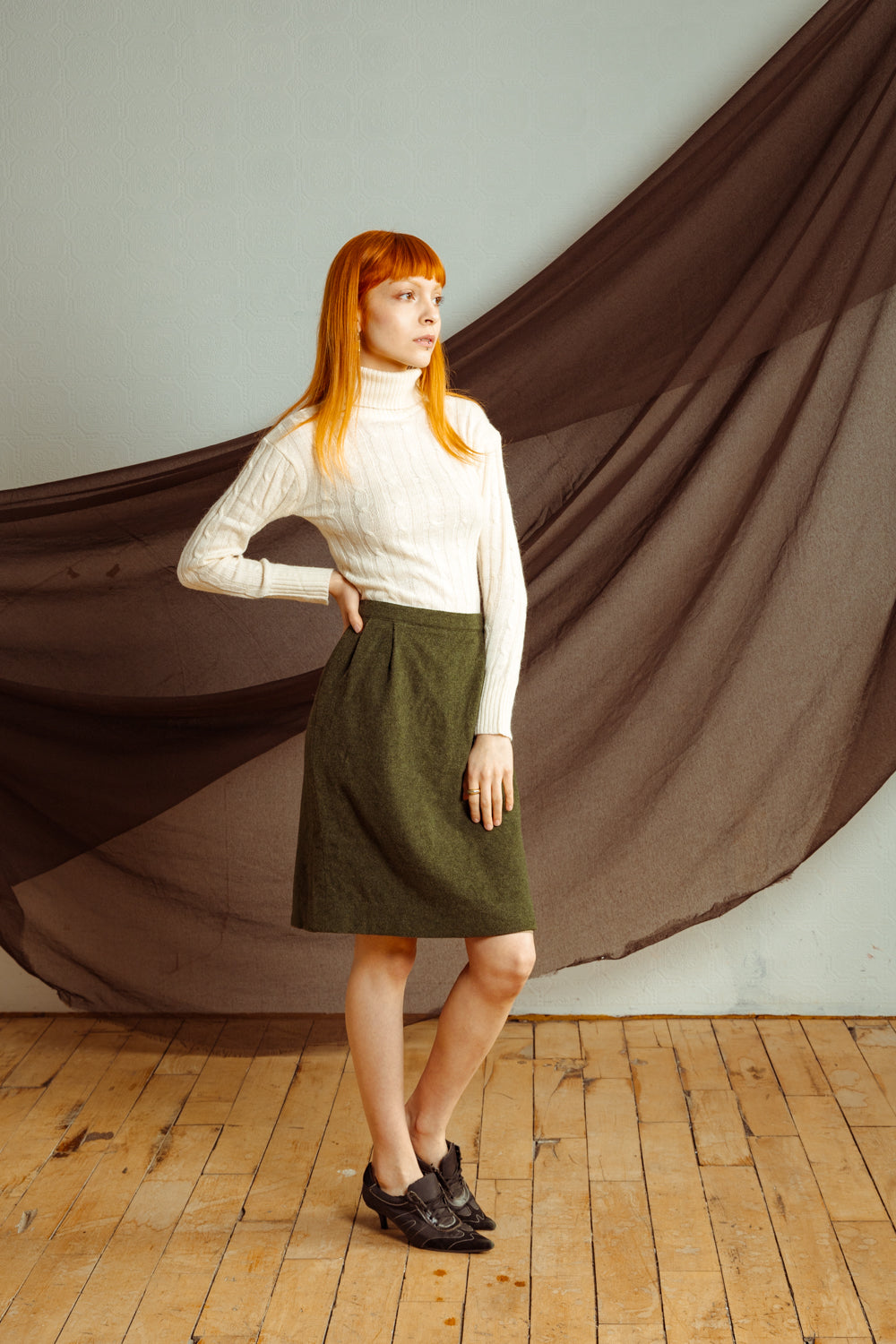 Vintage CELINE Cashmere High-Waist Skirt