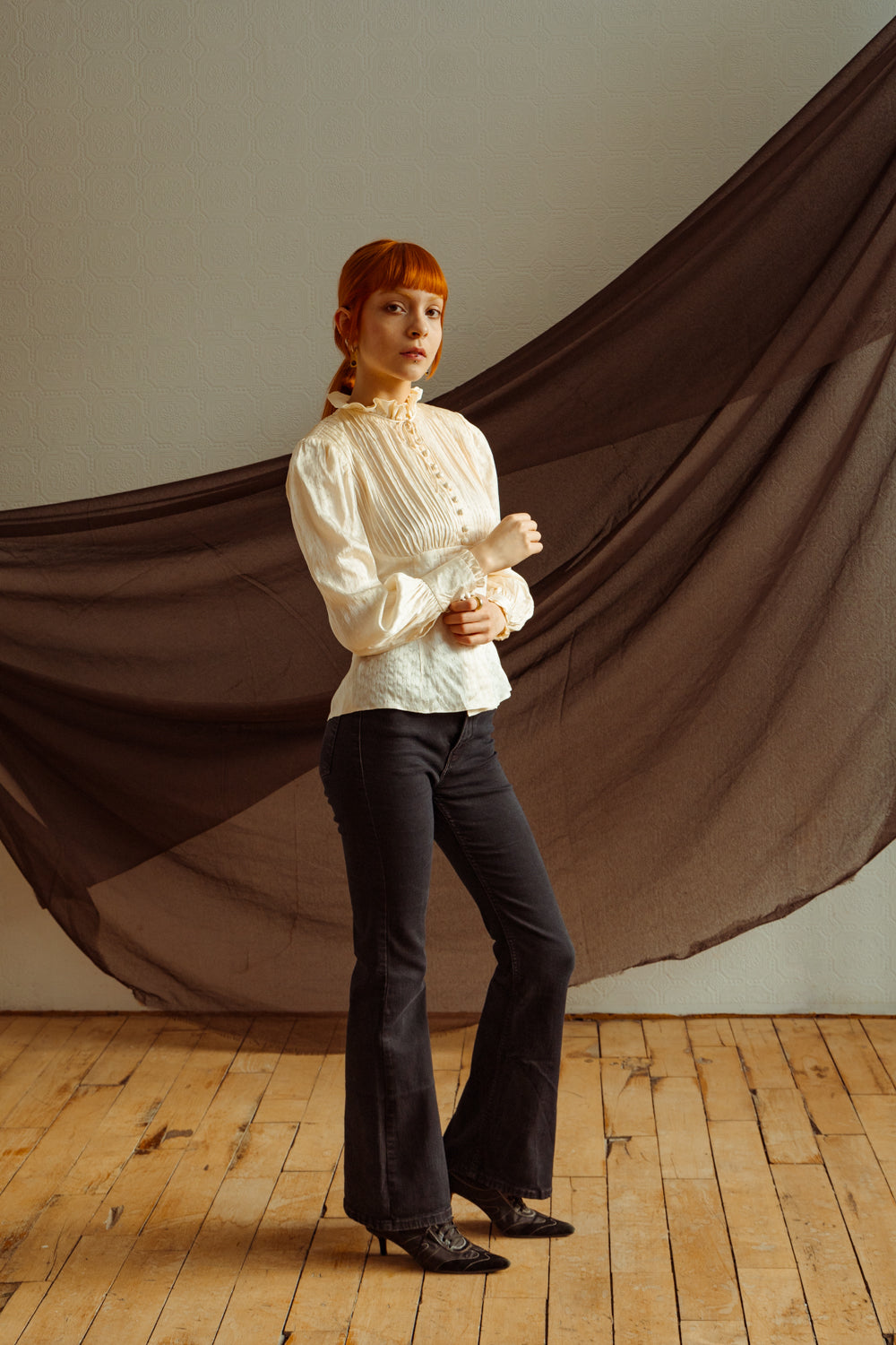 Victorian-Inspired Vintage Haute Couture Silk Blouse