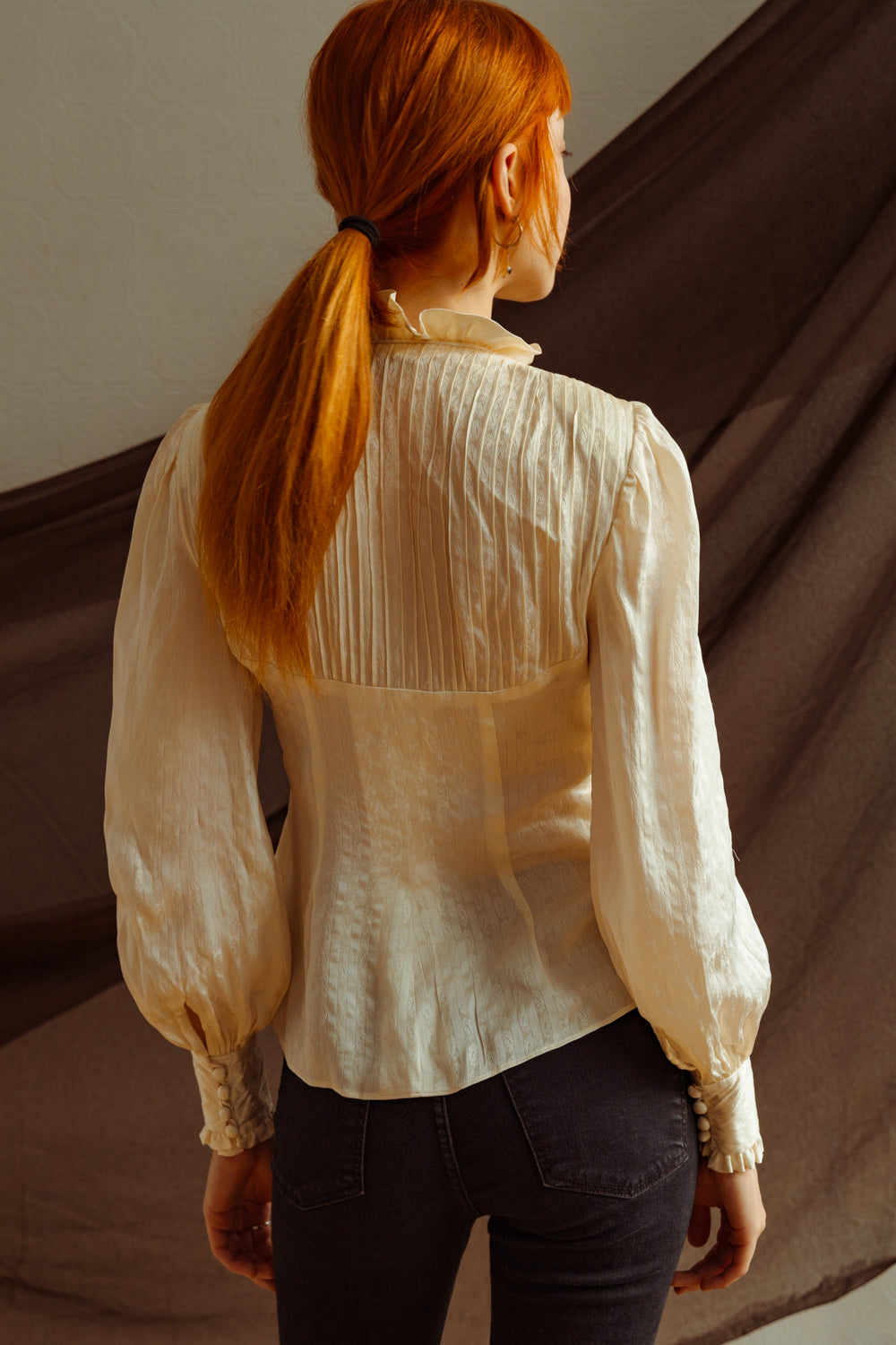 Victorian-Inspired Vintage Haute Couture Silk Blouse