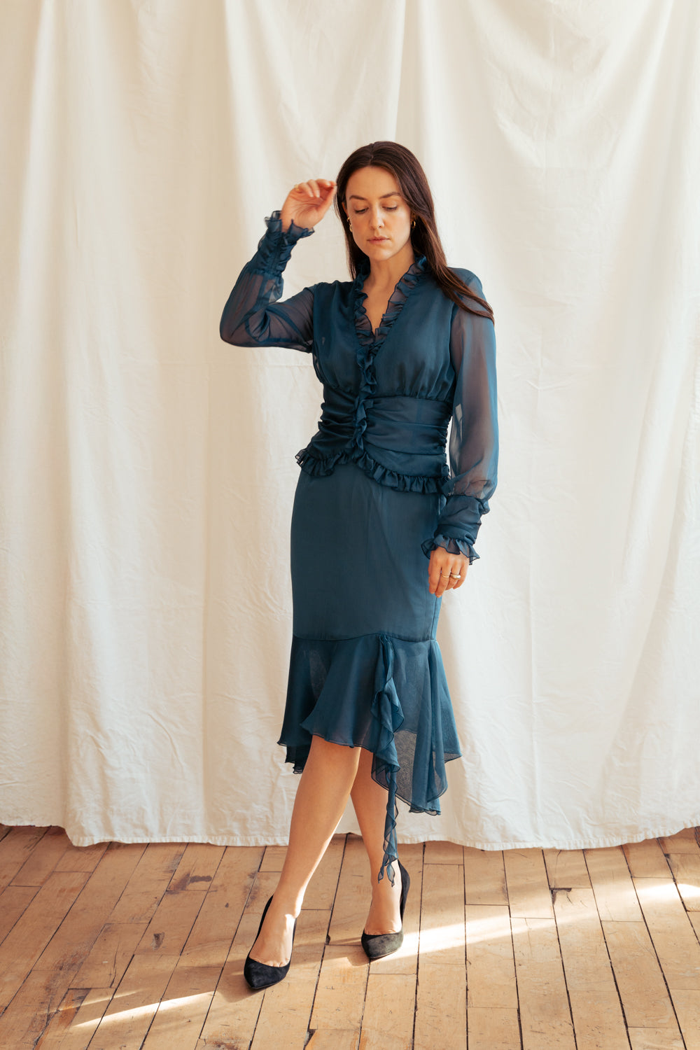 Vintage Y2K teal two piece outfit