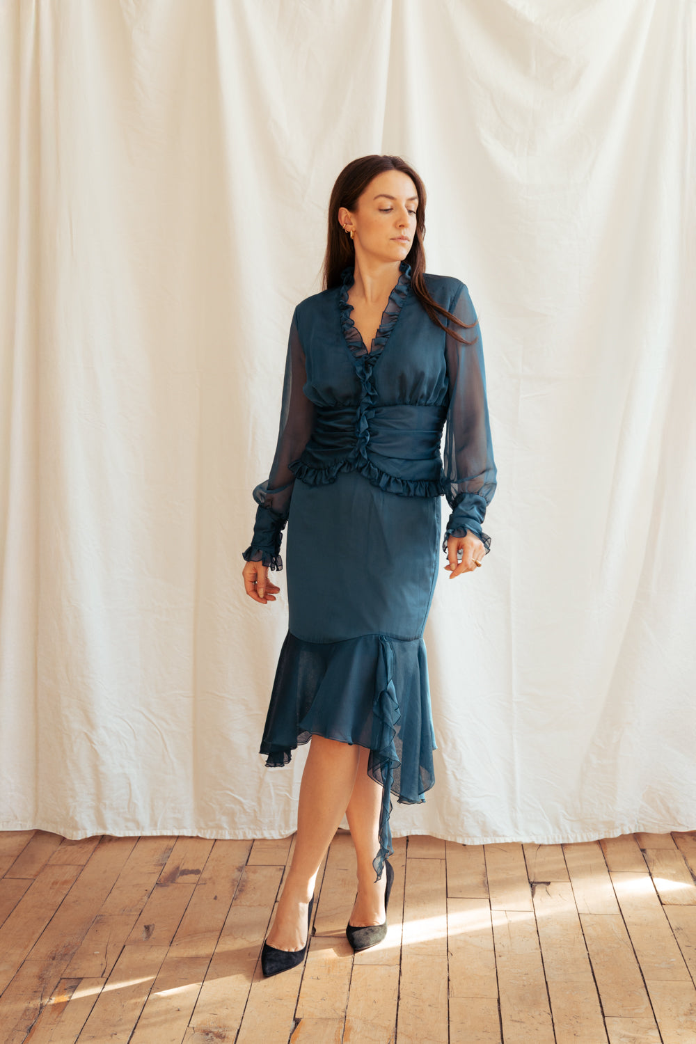 Vintage Y2K teal two piece outfit