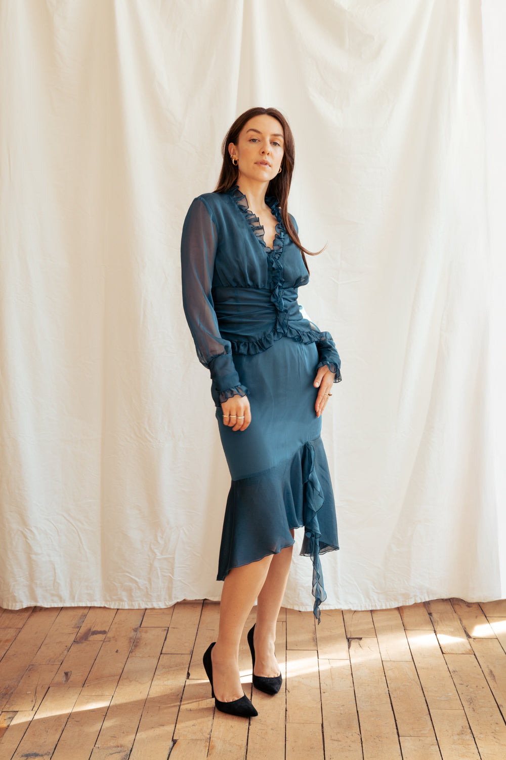 Vintage Y2K teal two piece outfit