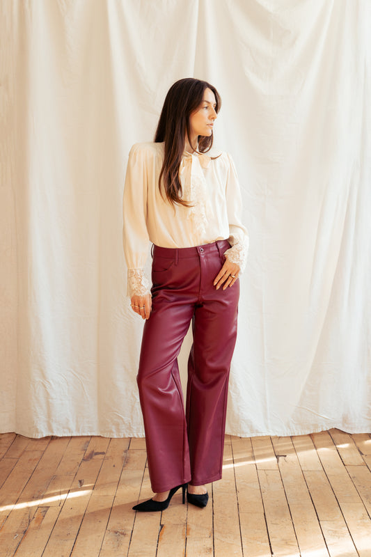 Cherry Red Leather Pants